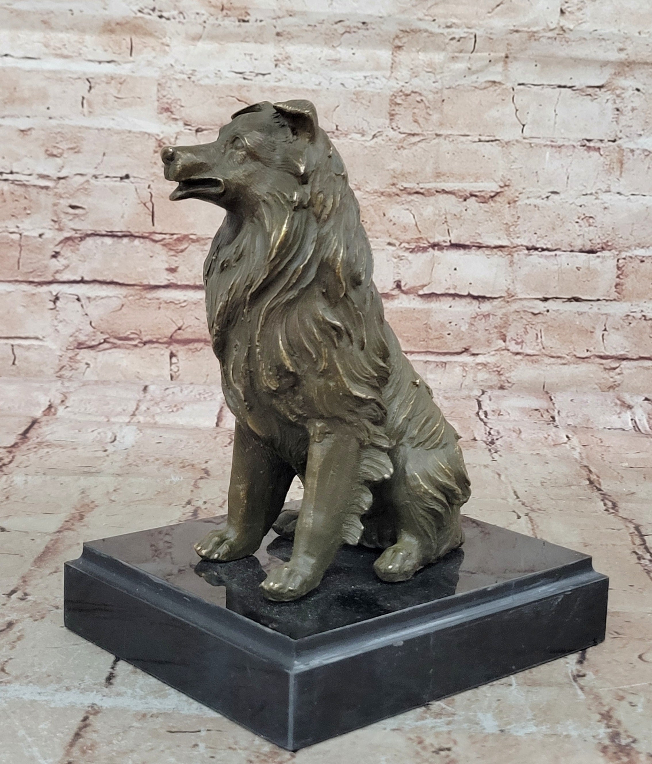 Original Signed Milo Bronze Sculpture Statue Loyal Collie Dog Collectible Pet Figurine