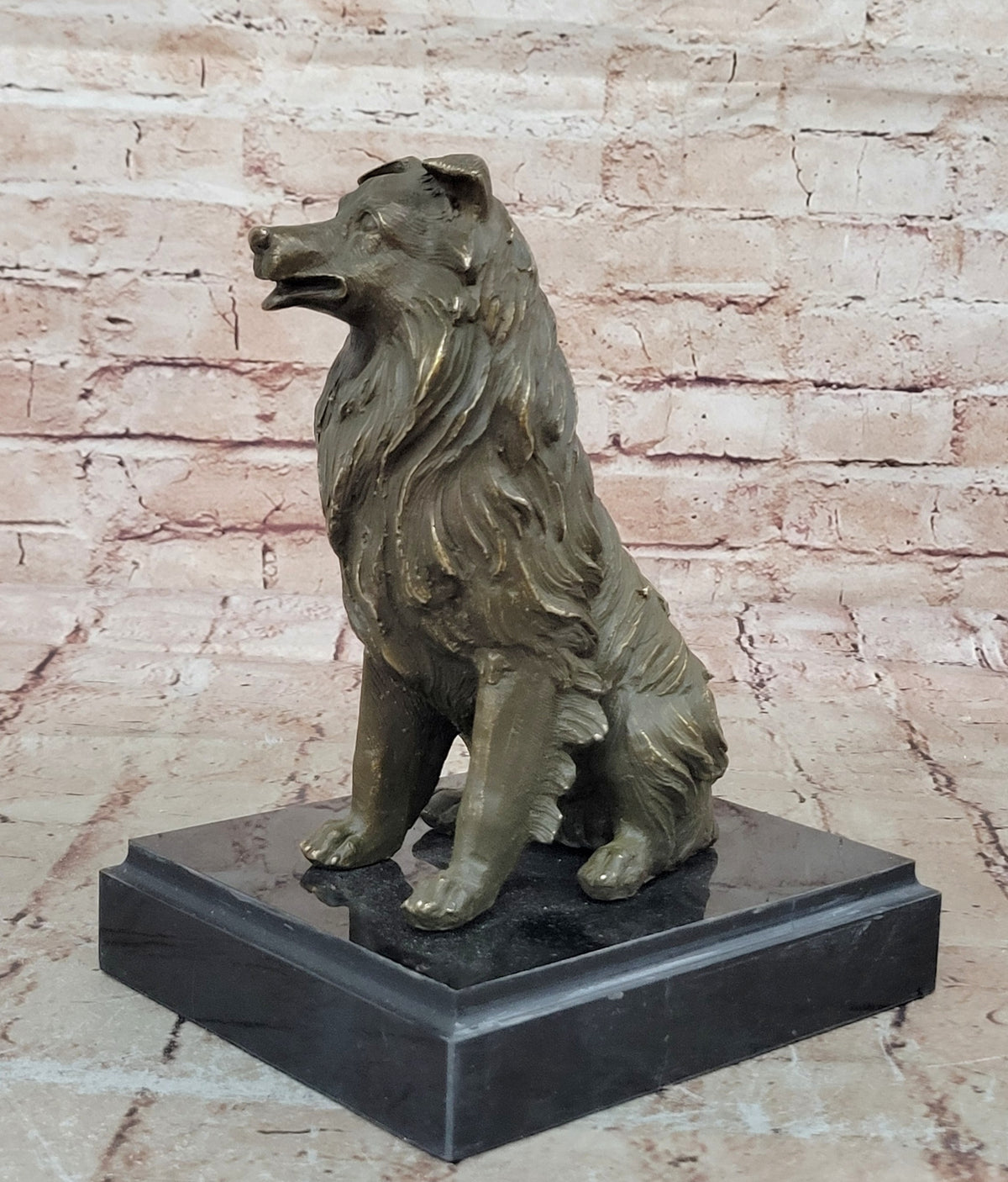Original Signed Milo Bronze Sculpture Statue Loyal Collie Dog Collectible Pet Figurine