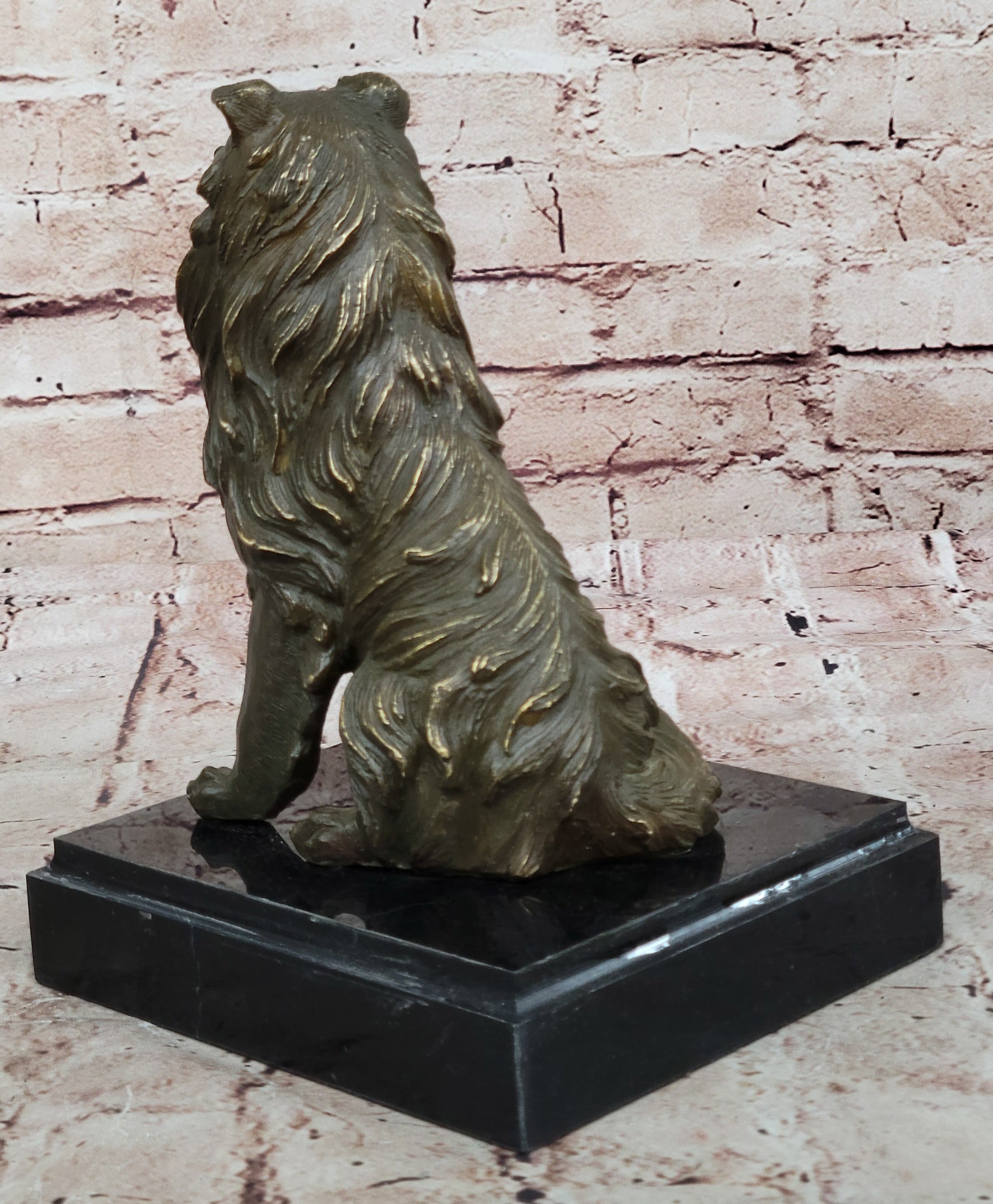 Original Signed Milo Bronze Sculpture Statue Loyal Collie Dog Collectible Pet Figurine