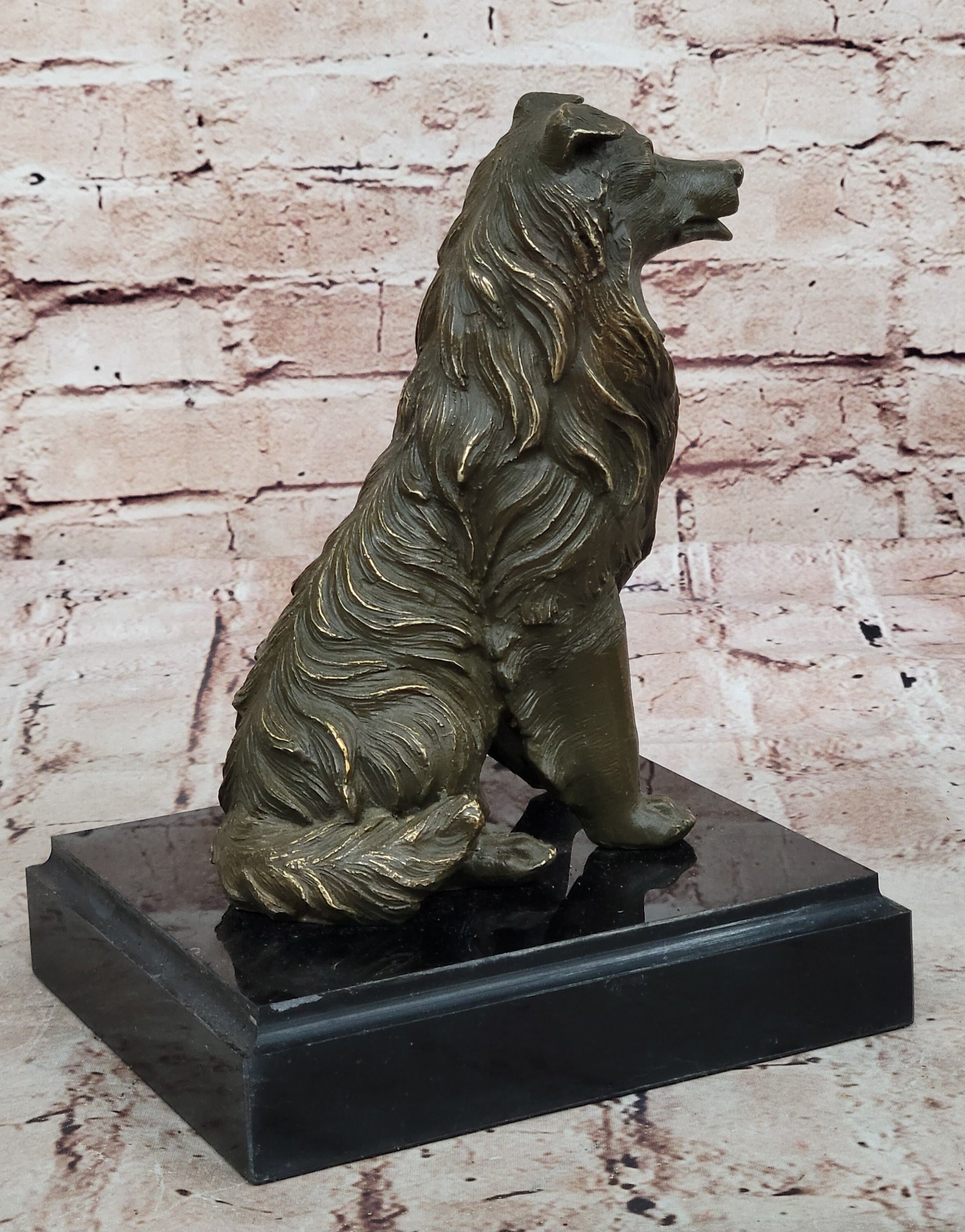Original Signed Milo Bronze Sculpture Statue Loyal Collie Dog Collectible Pet Figurine