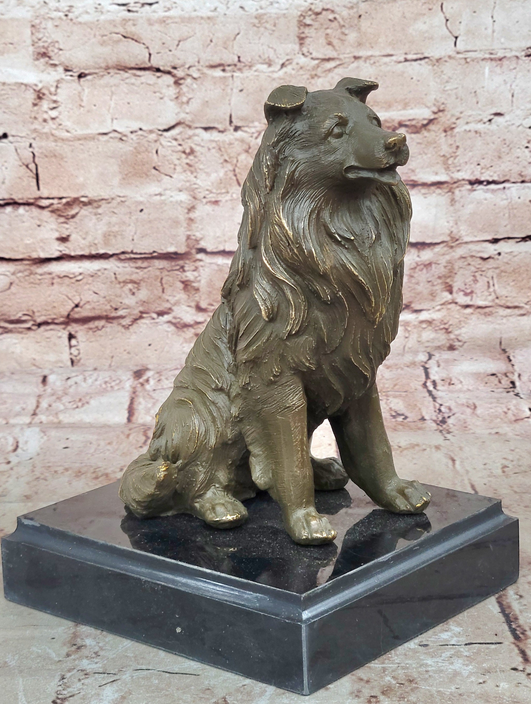 Original Signed Milo Bronze Sculpture Statue Loyal Collie Dog Collectible Pet Figurine