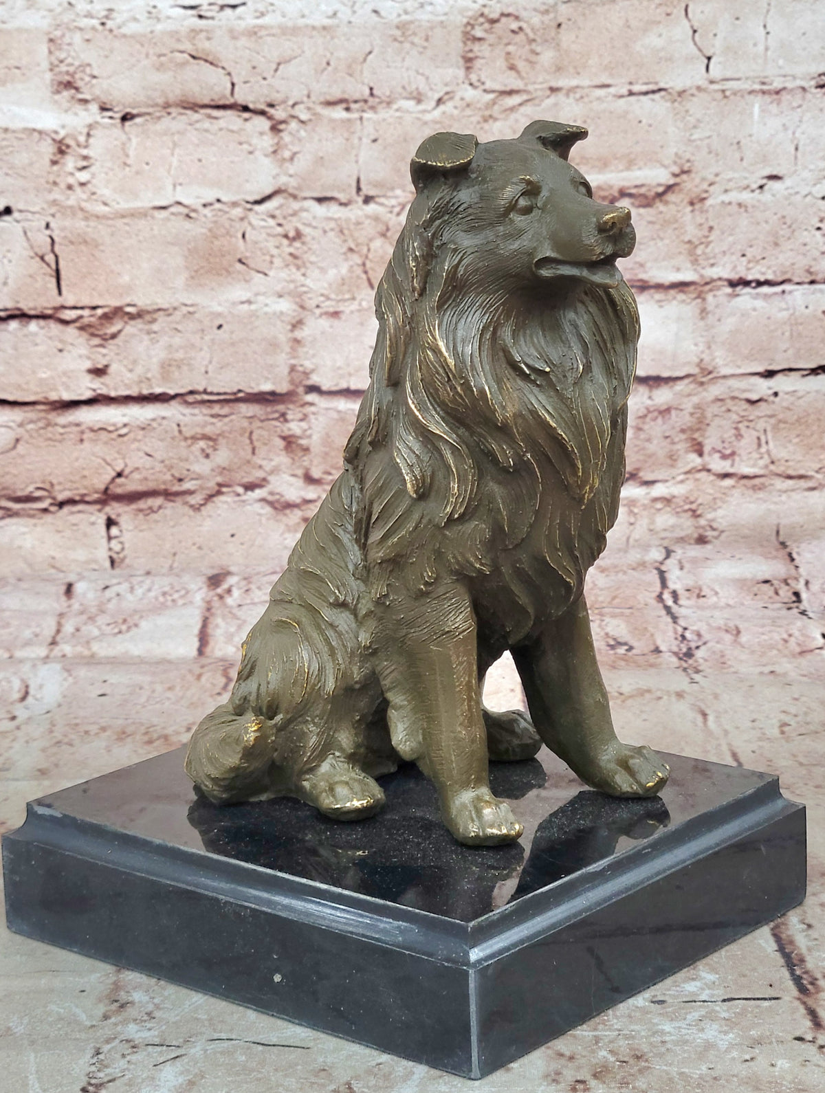 Original Signed Milo Bronze Sculpture Statue Loyal Collie Dog Collectible Pet Figurine