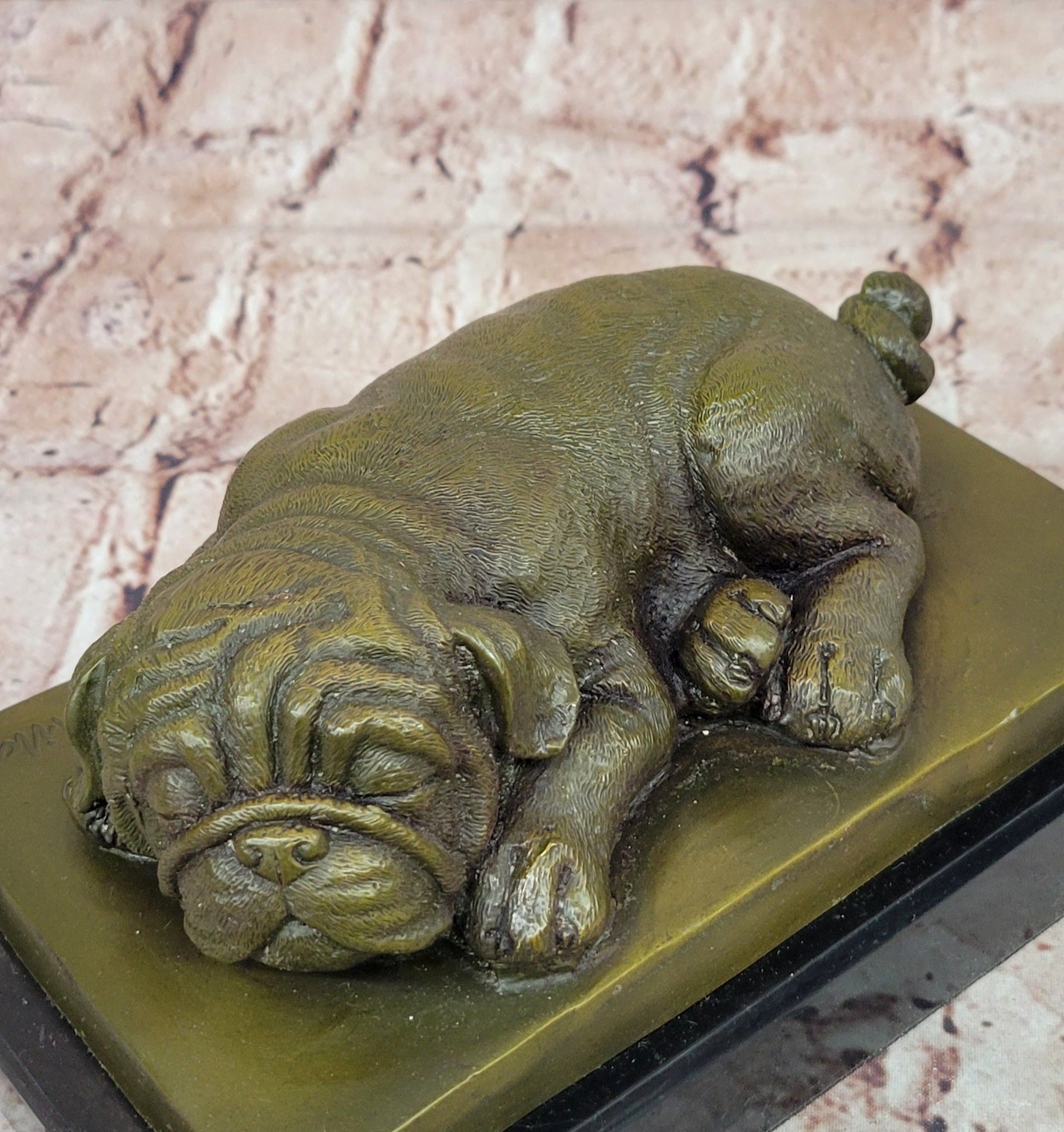 Bronze Sleeping Bulldog Sculpture Signed Milo Dog Lover Figurine Statue