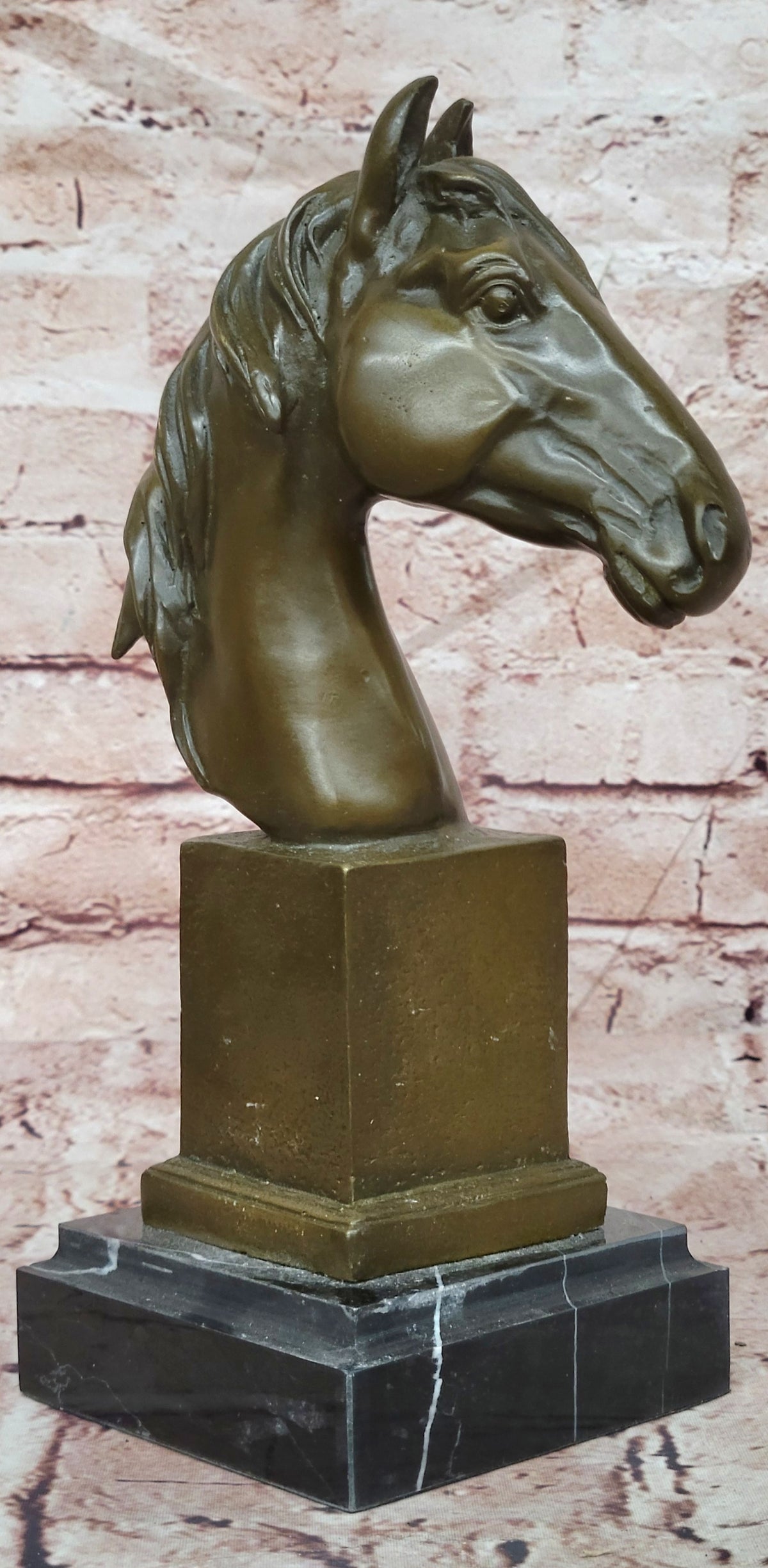 Barye Bronze Horse Head Figurine Racehorse Bust Sculpture Fine Art Collectible