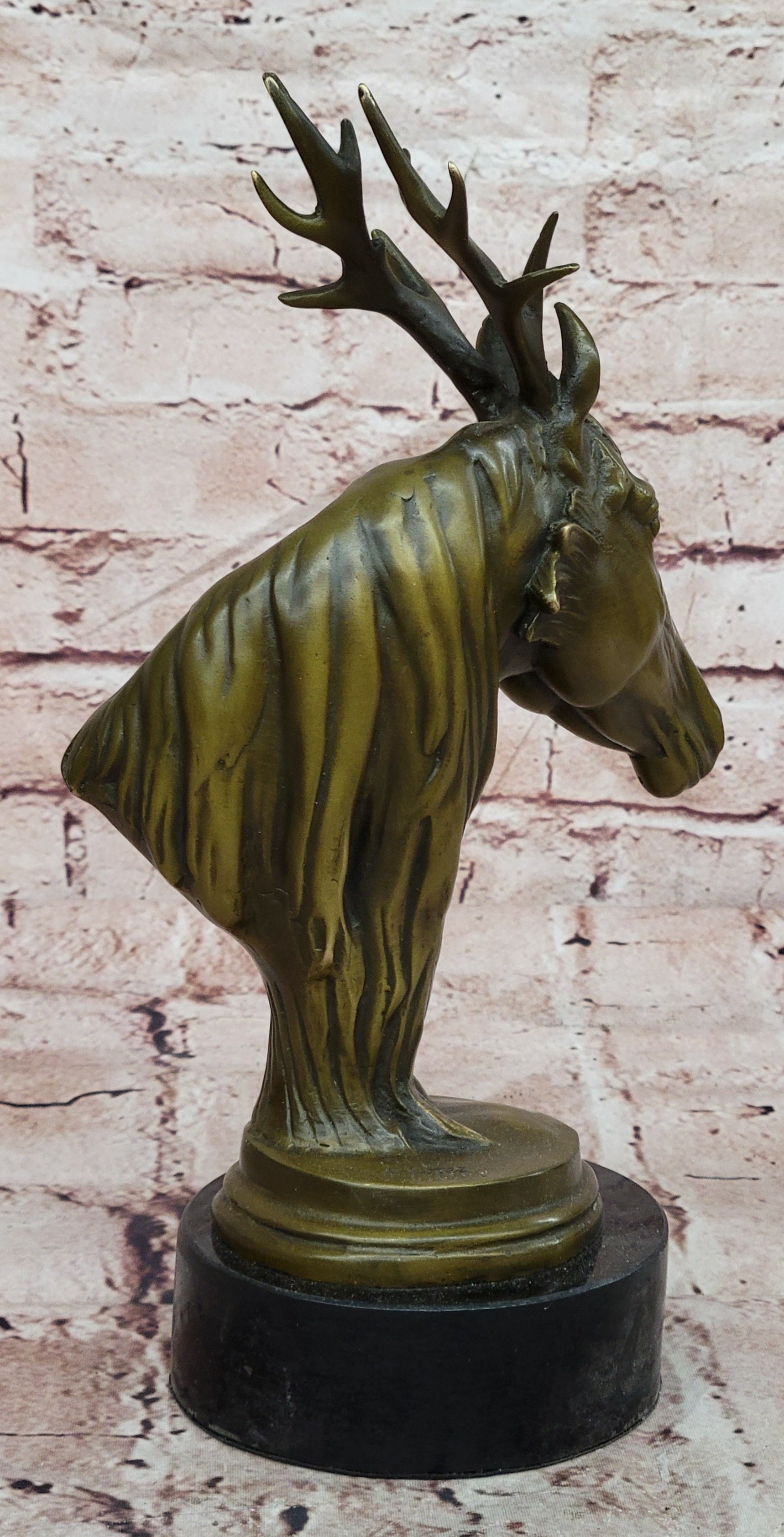 Bronze Mythical Stag Horse Sculpture Signed M Lopez Fantasy Creature Art