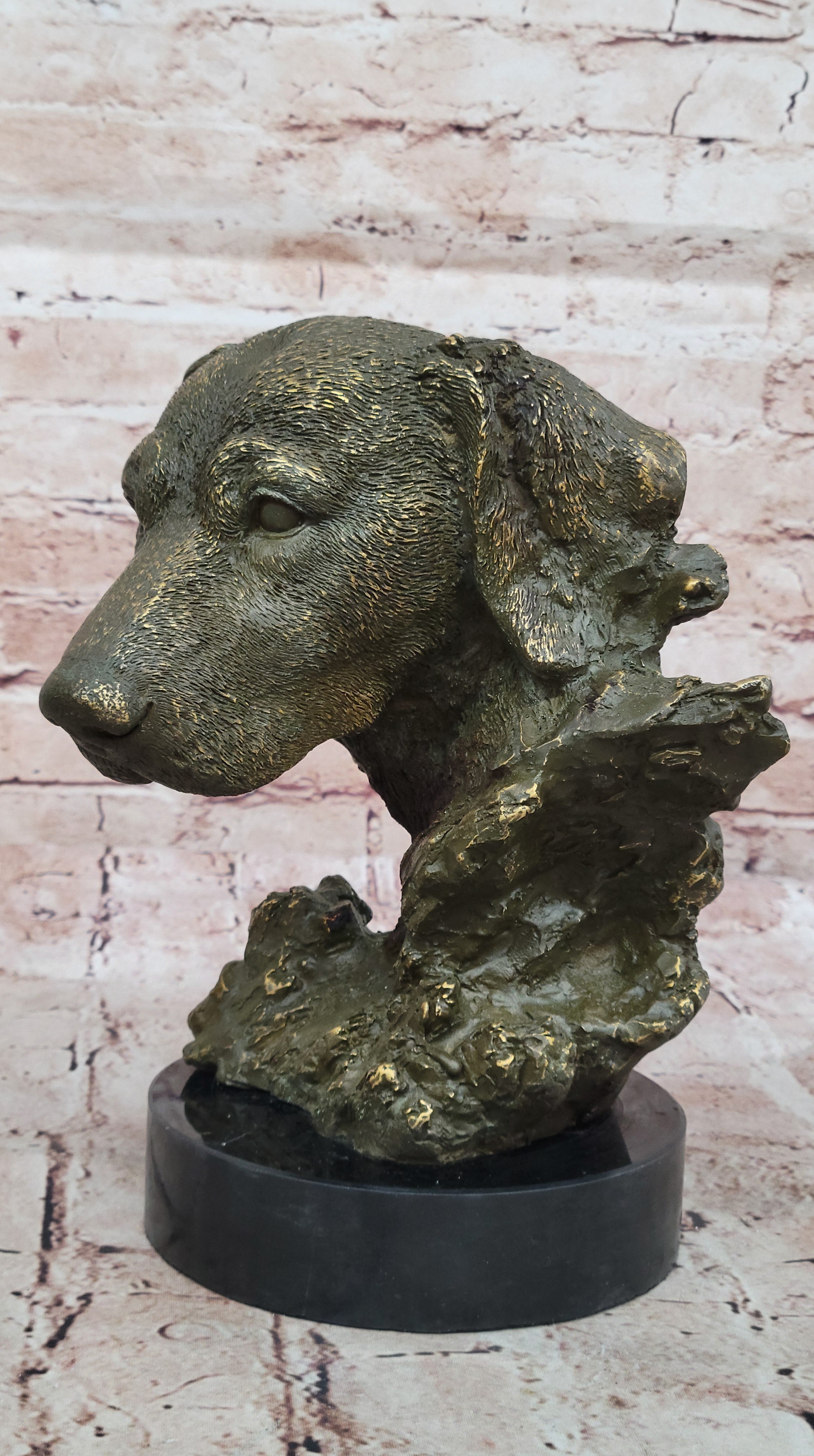 Miguel Lopez Labrador Dog Bust Bronze Statue Animal Sculpture for Home or Office Decor