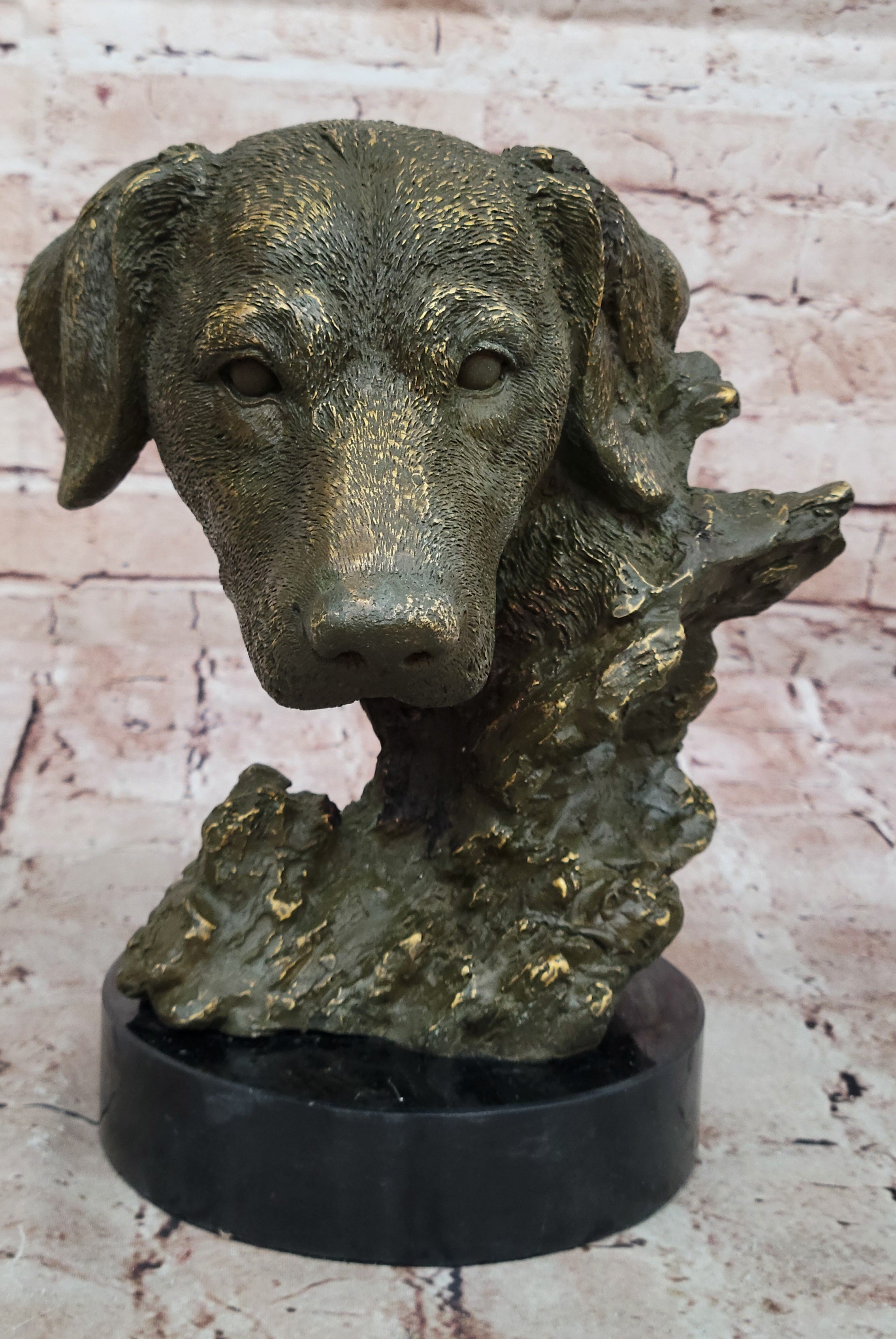 Miguel Lopez Labrador Dog Bust Bronze Statue Animal Sculpture for Home or Office Decor