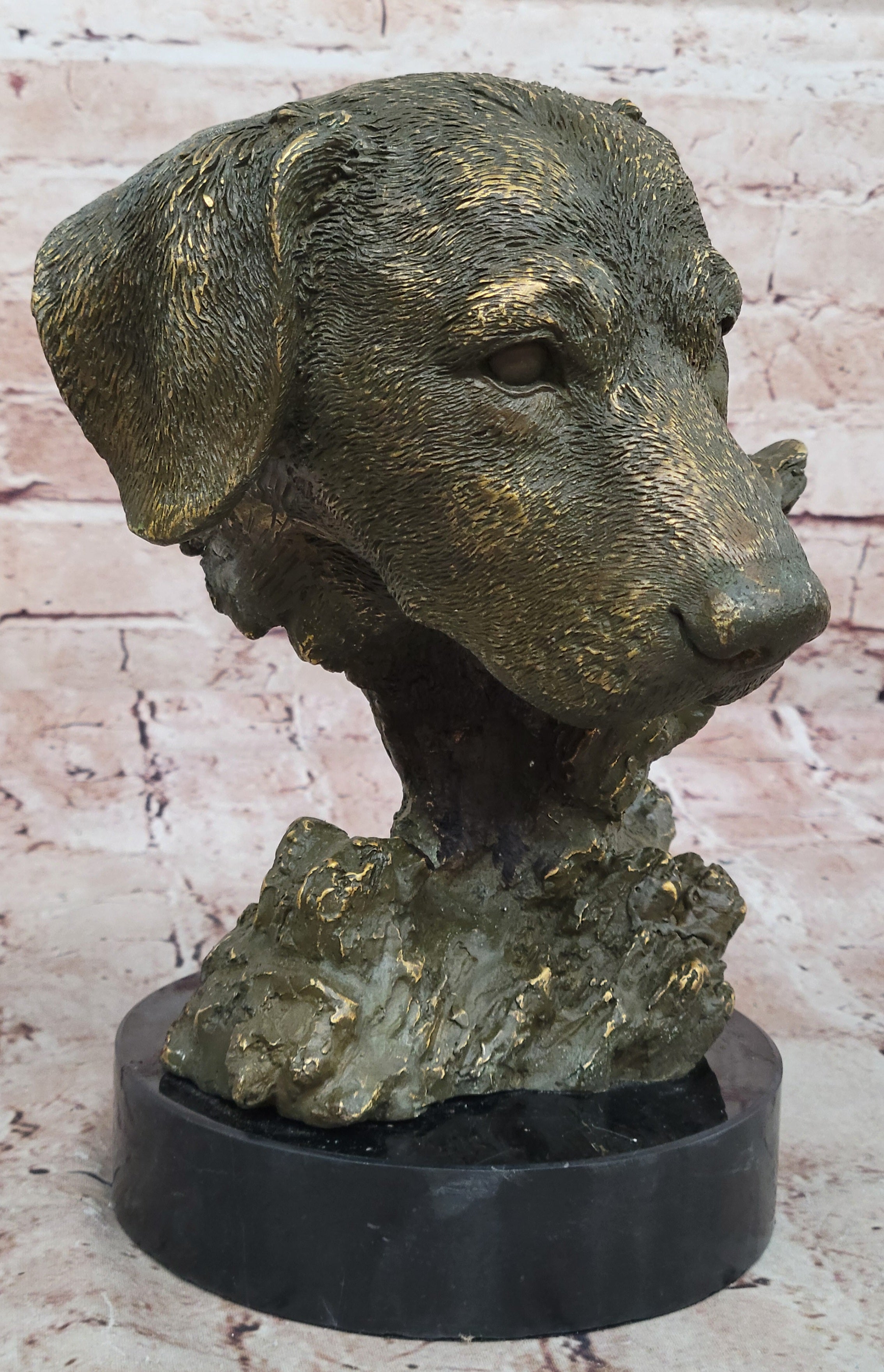 Miguel Lopez Labrador Dog Bust Bronze Statue Animal Sculpture for Home or Office Decor