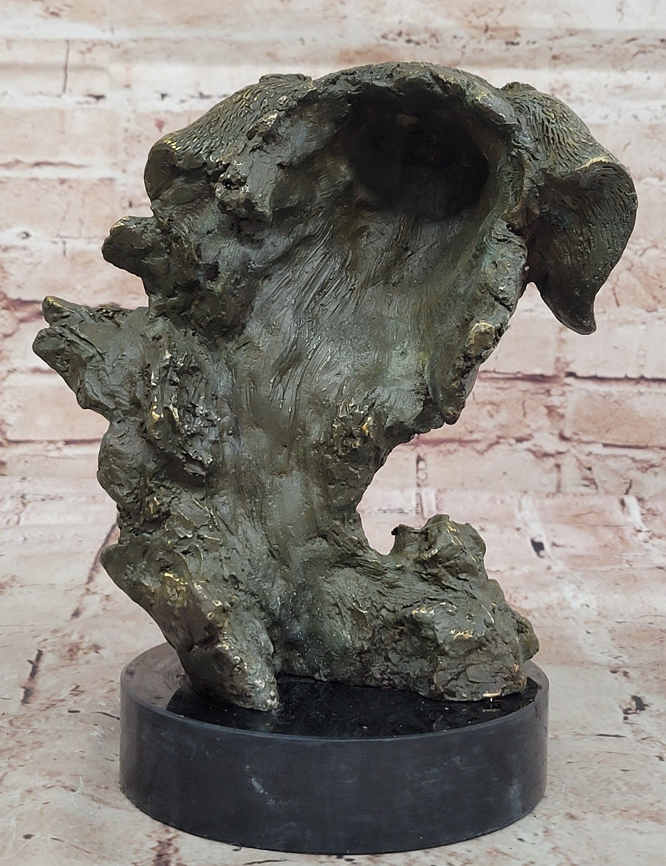 Miguel Lopez Labrador Dog Bust Bronze Statue Animal Sculpture for Home or Office Decor