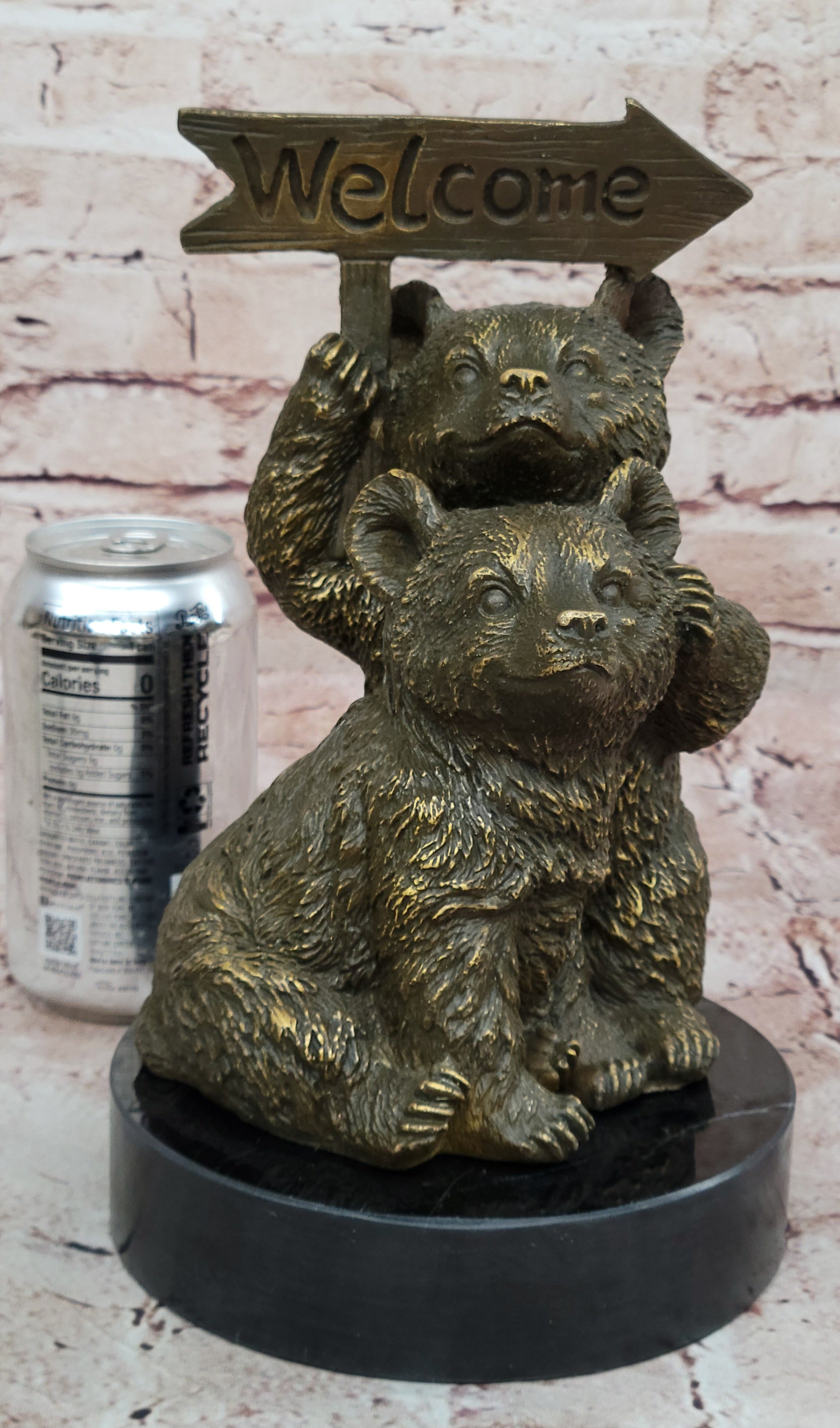 Milo signed bronze sculpture statue of twin bears limited edition handmade Art