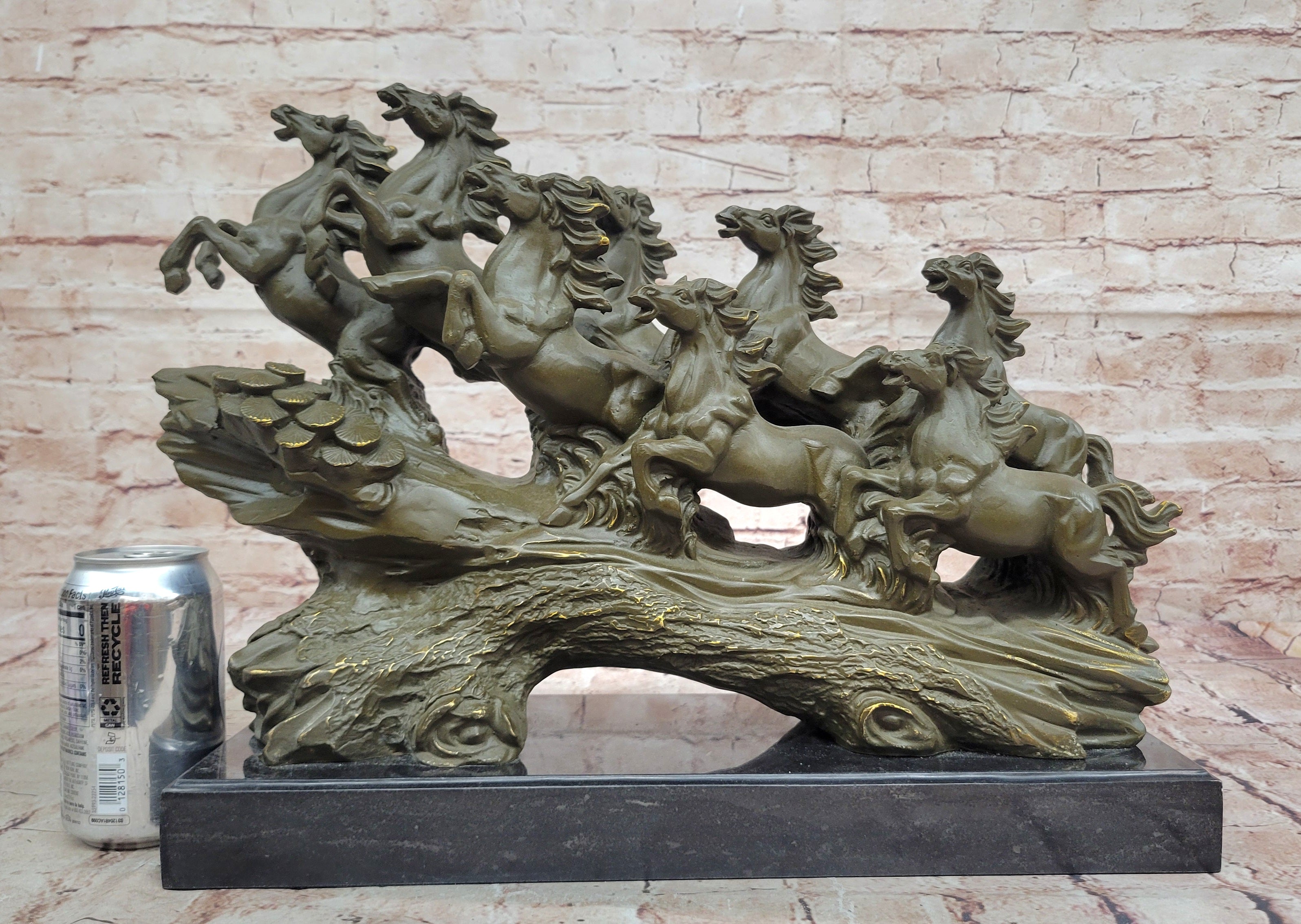 Bronze Running Horses Sculpture Statue by Milo Mustang Figurine Collectible Artwork