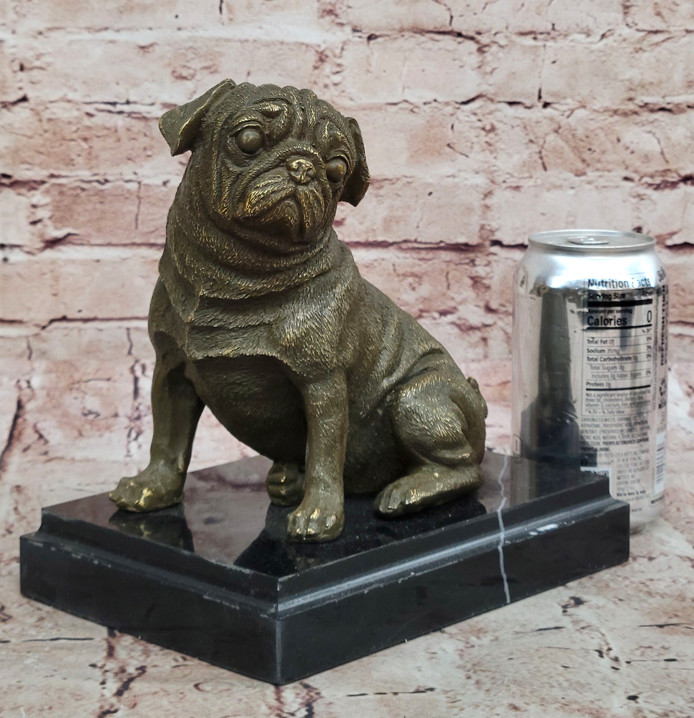 Bronze Animal Figurine Bulldog Dog Statue Home Office Decor Sculpture Signed by M. Lopez