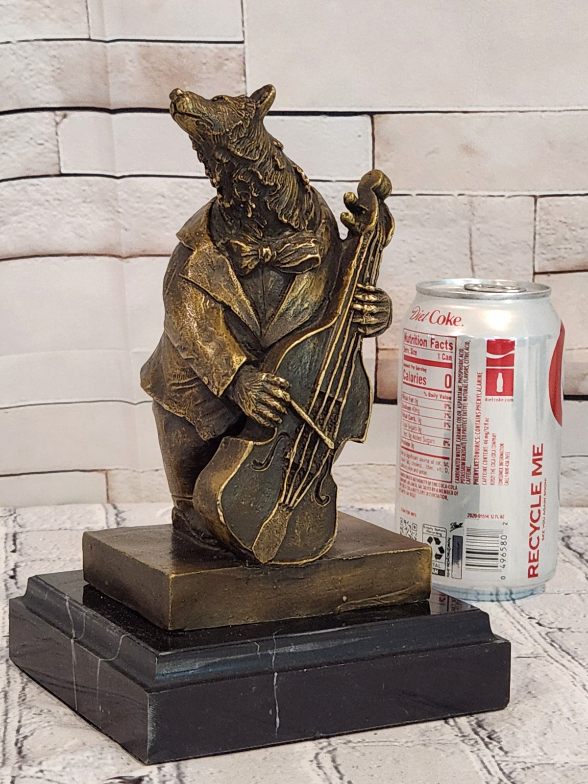 Bronze Bear Cellist Sculpture Signed Williams Music Animal Art Collectible Decor
