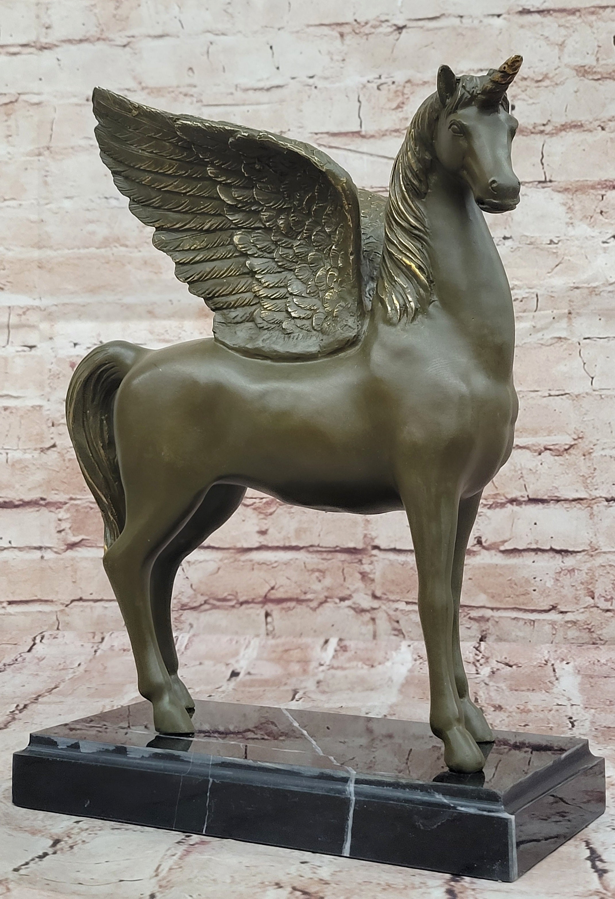 Magical Pegasus Bronze Sculpture – Greek Mythology Winged Horse Statue Home Display