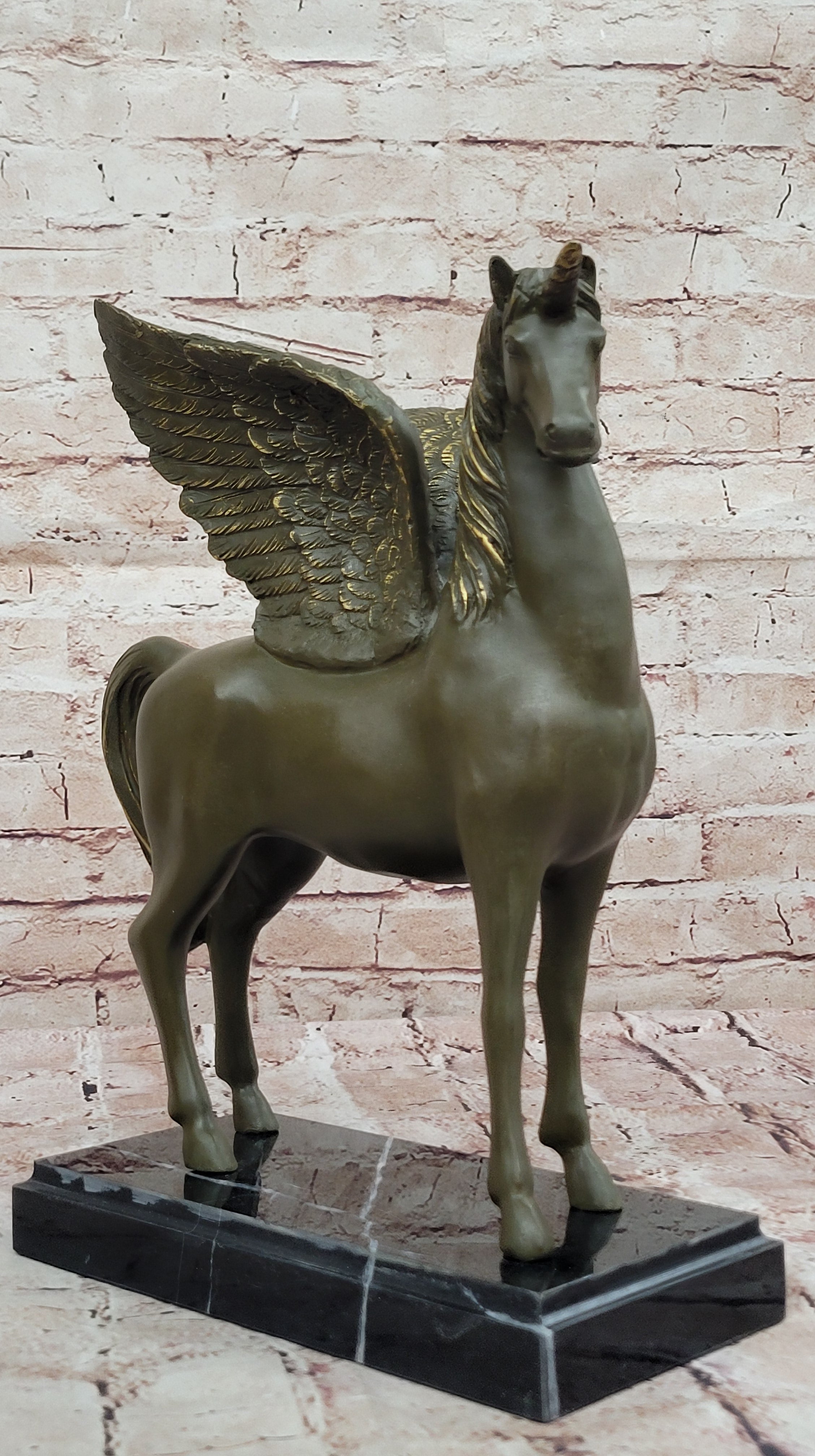 Magical Pegasus Bronze Sculpture – Greek Mythology Winged Horse Statue Home Display