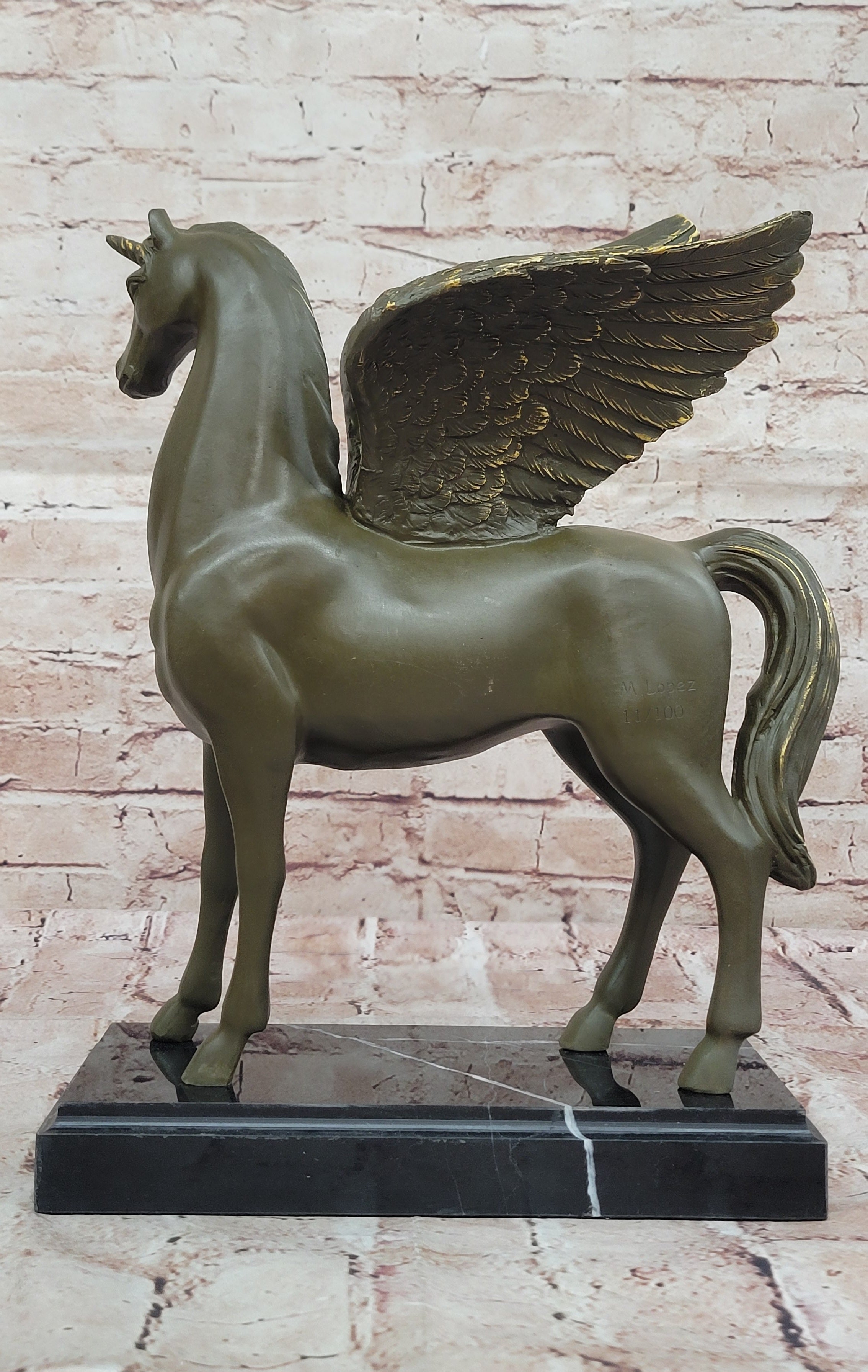 Magical Pegasus Bronze Sculpture – Greek Mythology Winged Horse Statue Home Display