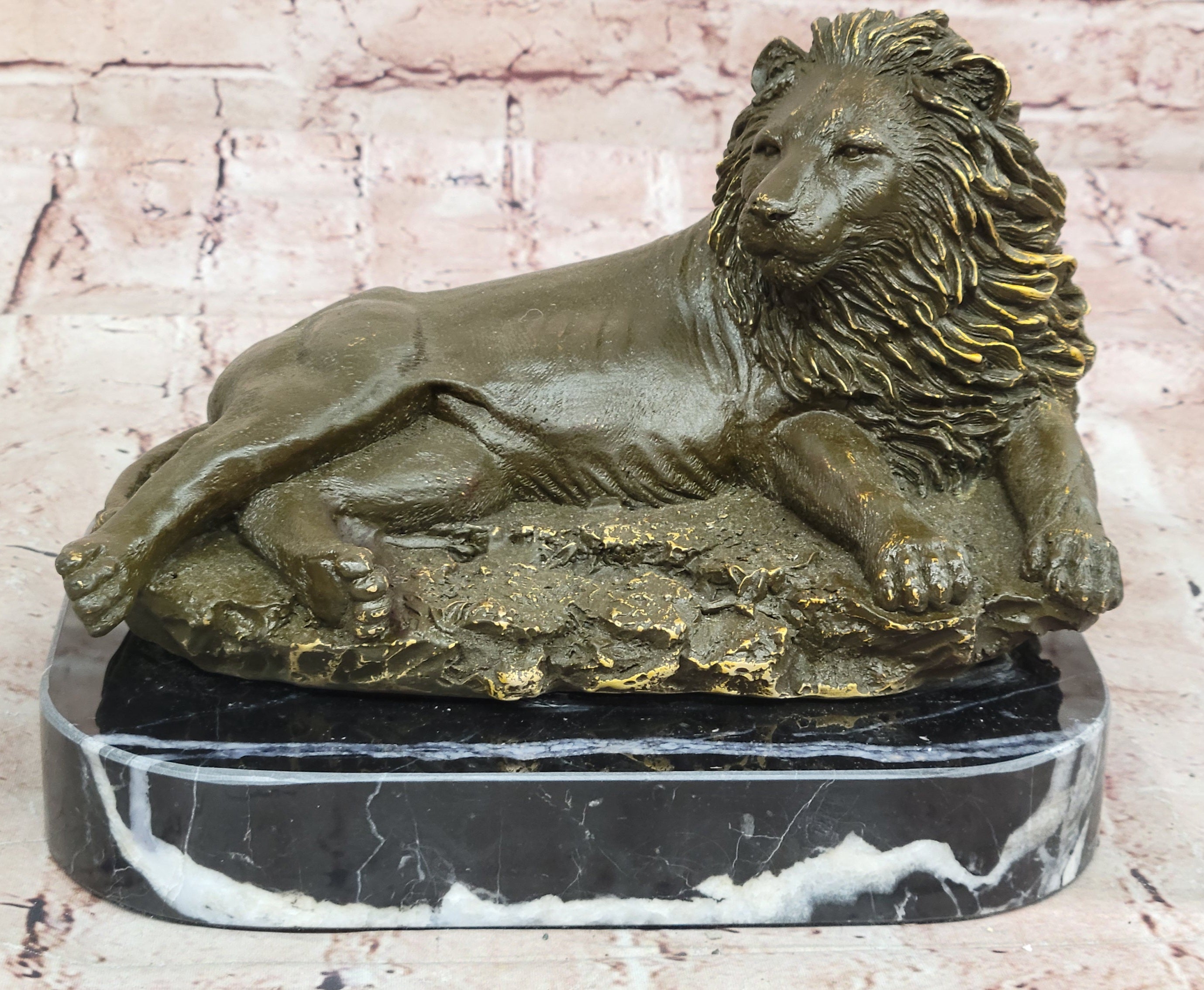 Majestic Lion Bronze Statue by Barye Sculpture Wildlife Home Office Art Collectible