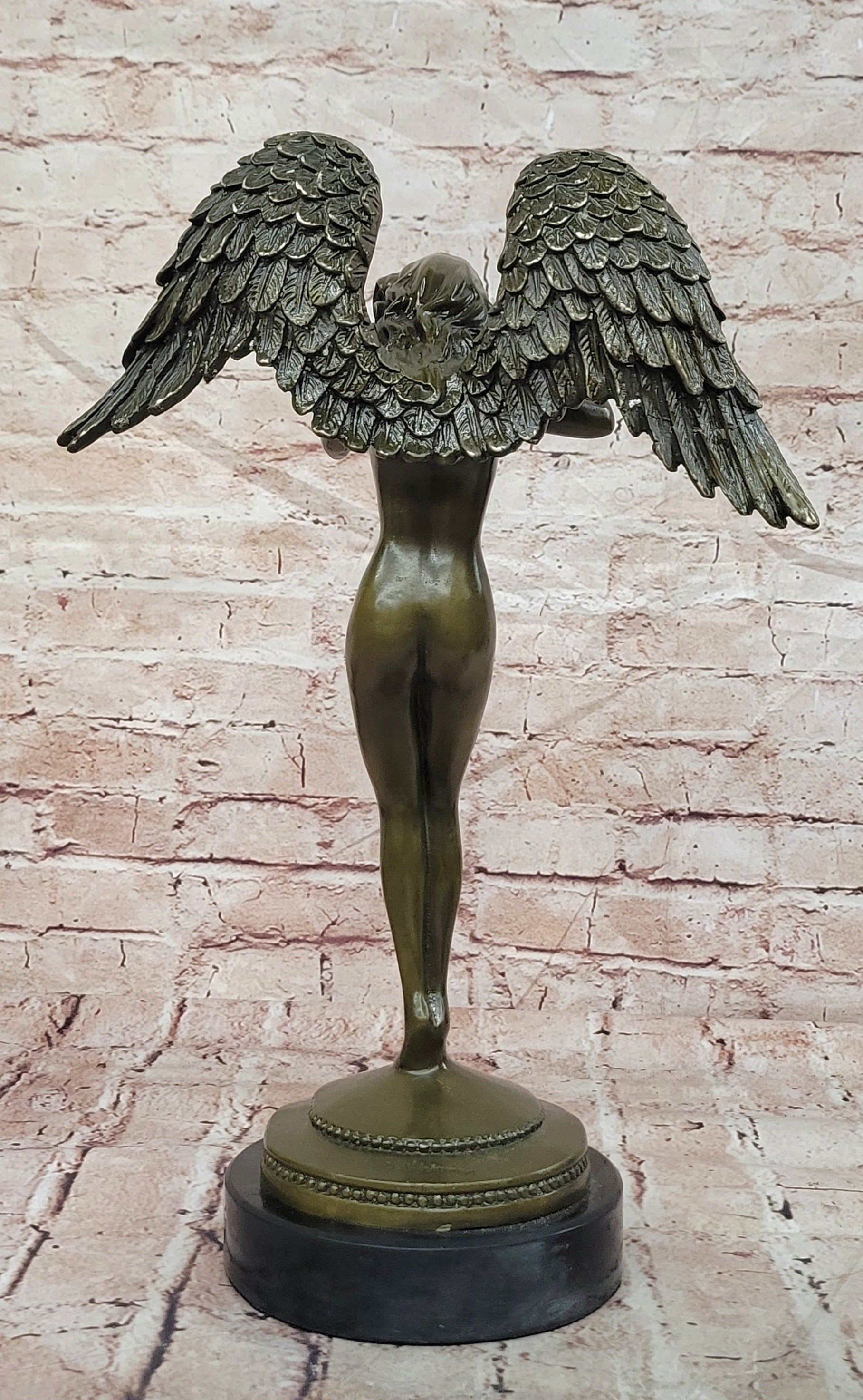 Bronze Custodian Angel Sculpture Signed Weinman Mythological Art Statue Decor