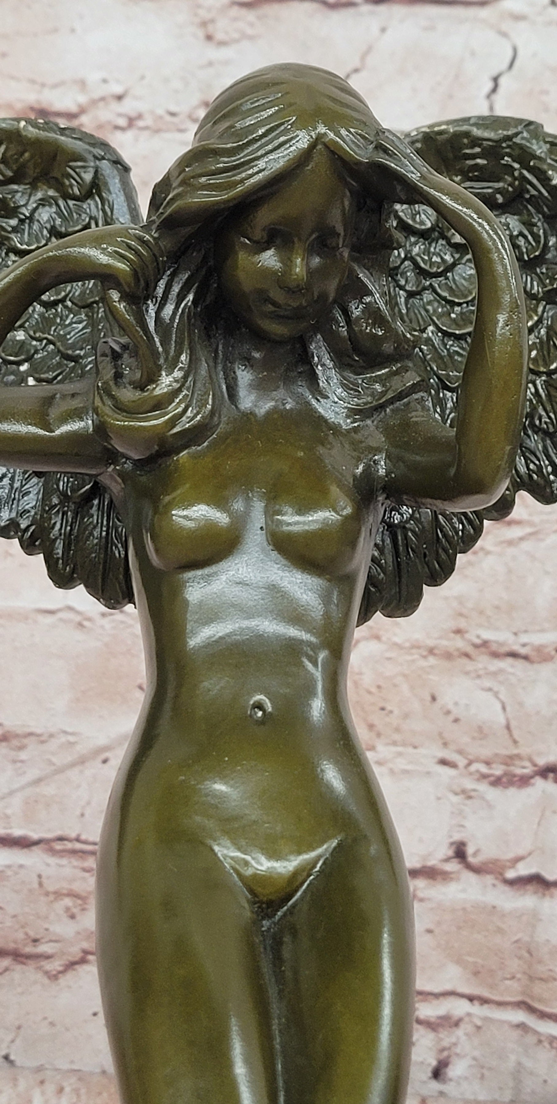 Bronze Custodian Angel Sculpture Signed Weinman Mythological Art Statue Decor