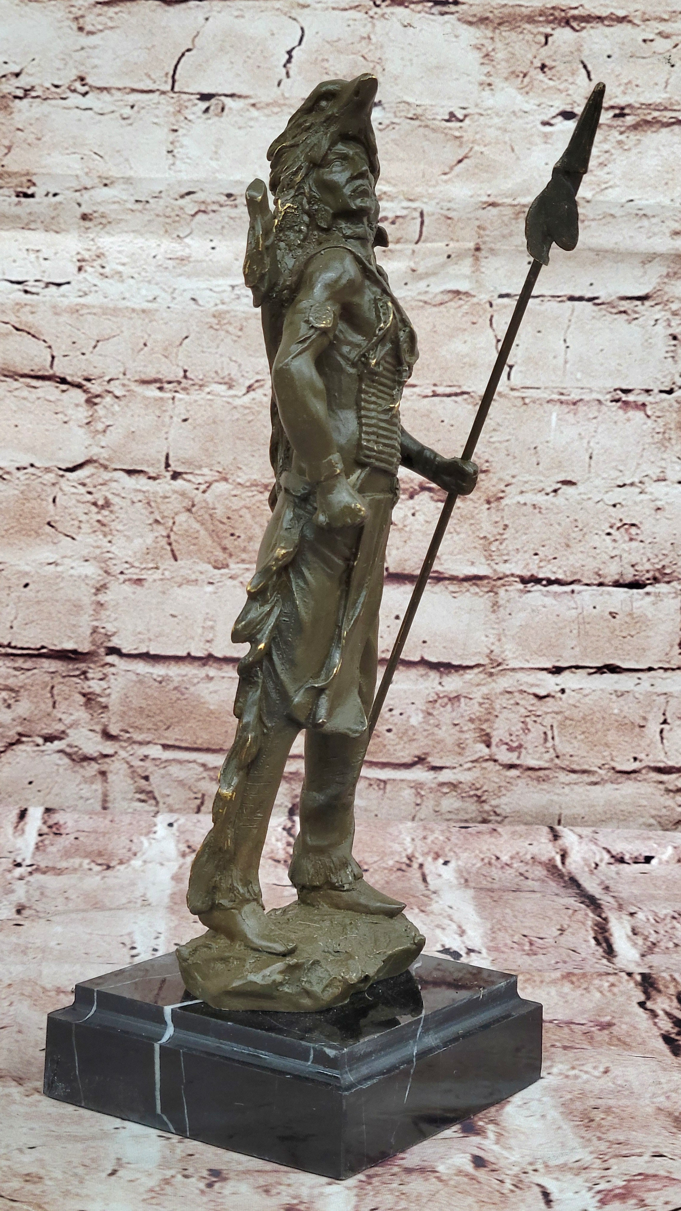Bronze Sculpture Statue of Native American Warrior Chief by Russell Museum Quality Artwork