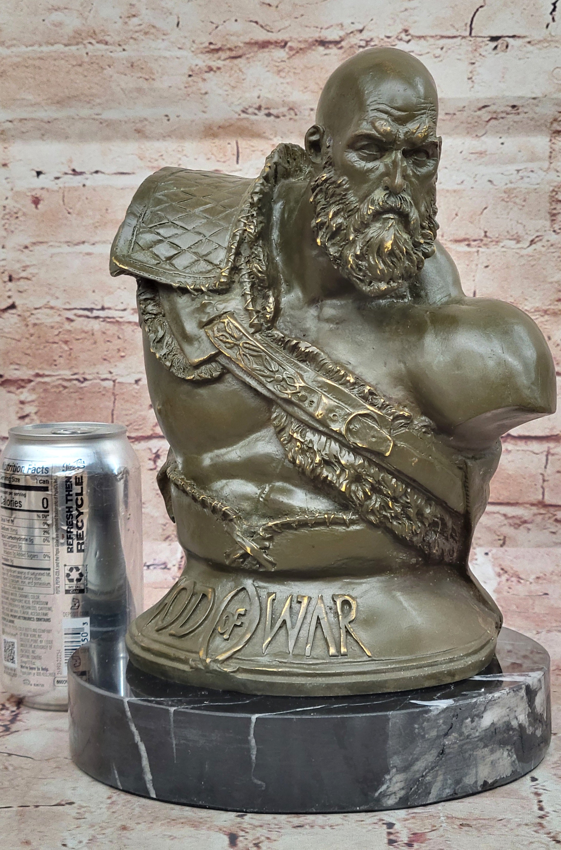 Kratos Warrior Bust Bronze Statue Signed Original Figurine God of War Hot Cast Art