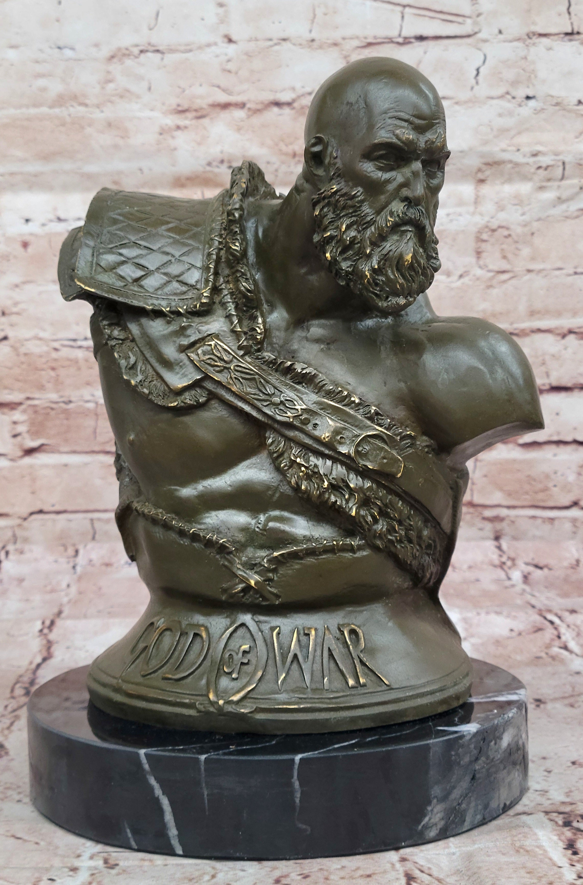 Kratos Warrior Bust Bronze Statue Signed Original Figurine God of War Hot Cast Art