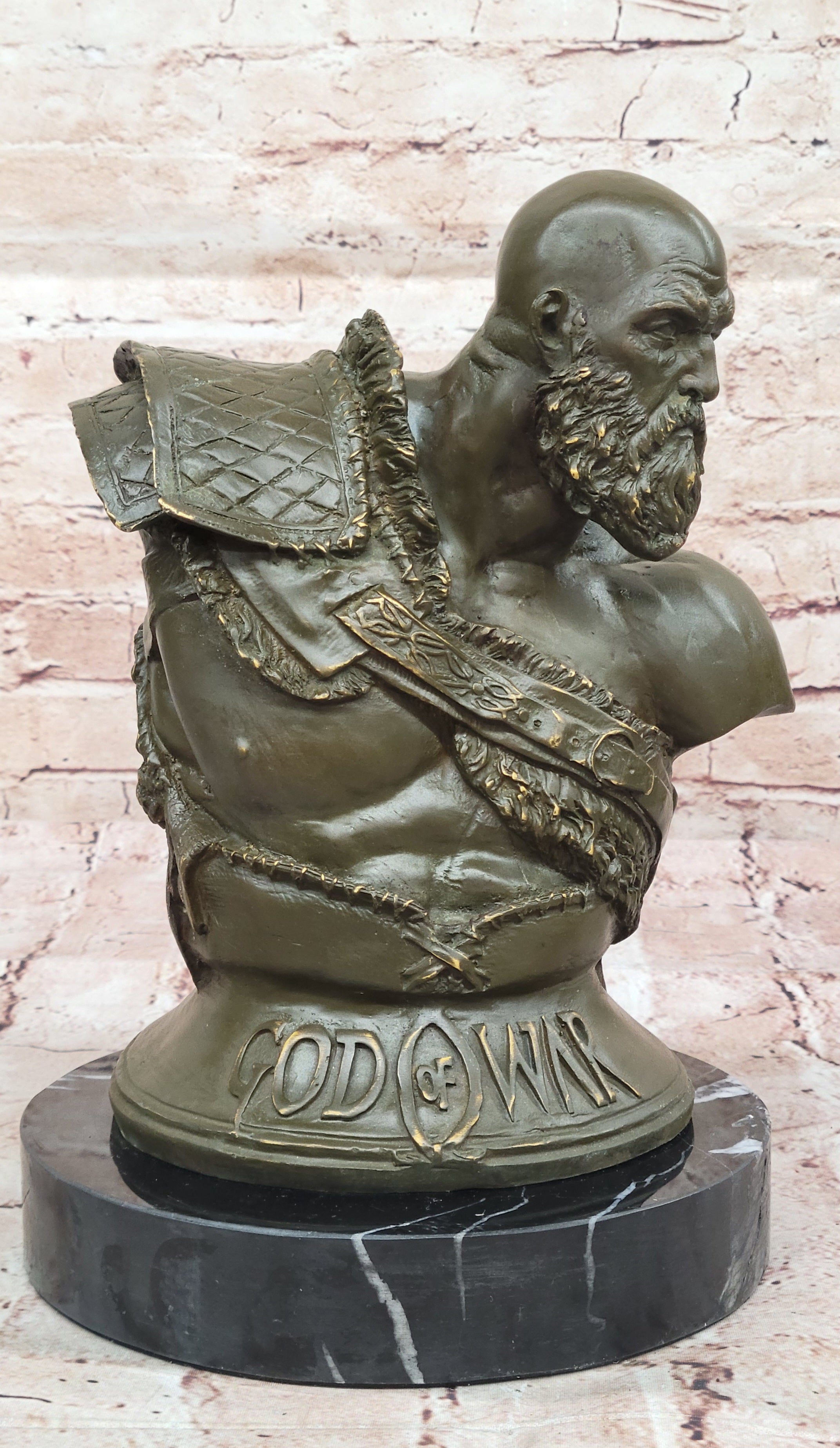 Kratos Warrior Bust Bronze Statue Signed Original Figurine God of War Hot Cast Art