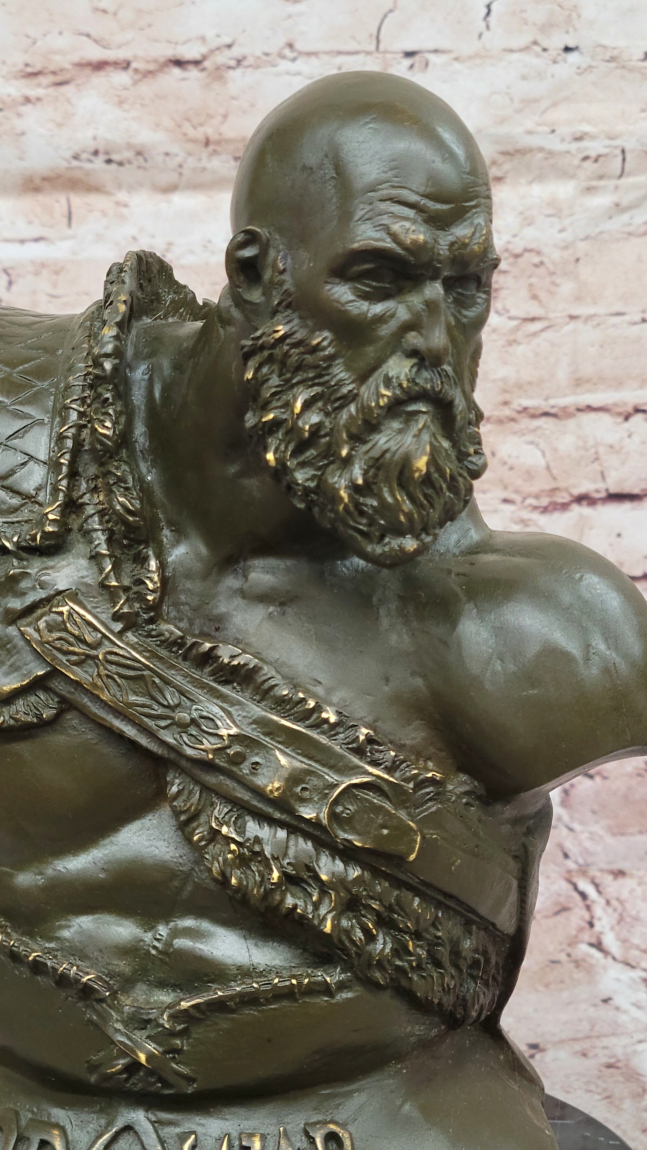 Kratos Warrior Bust Bronze Statue Signed Original Figurine God of War Hot Cast Art