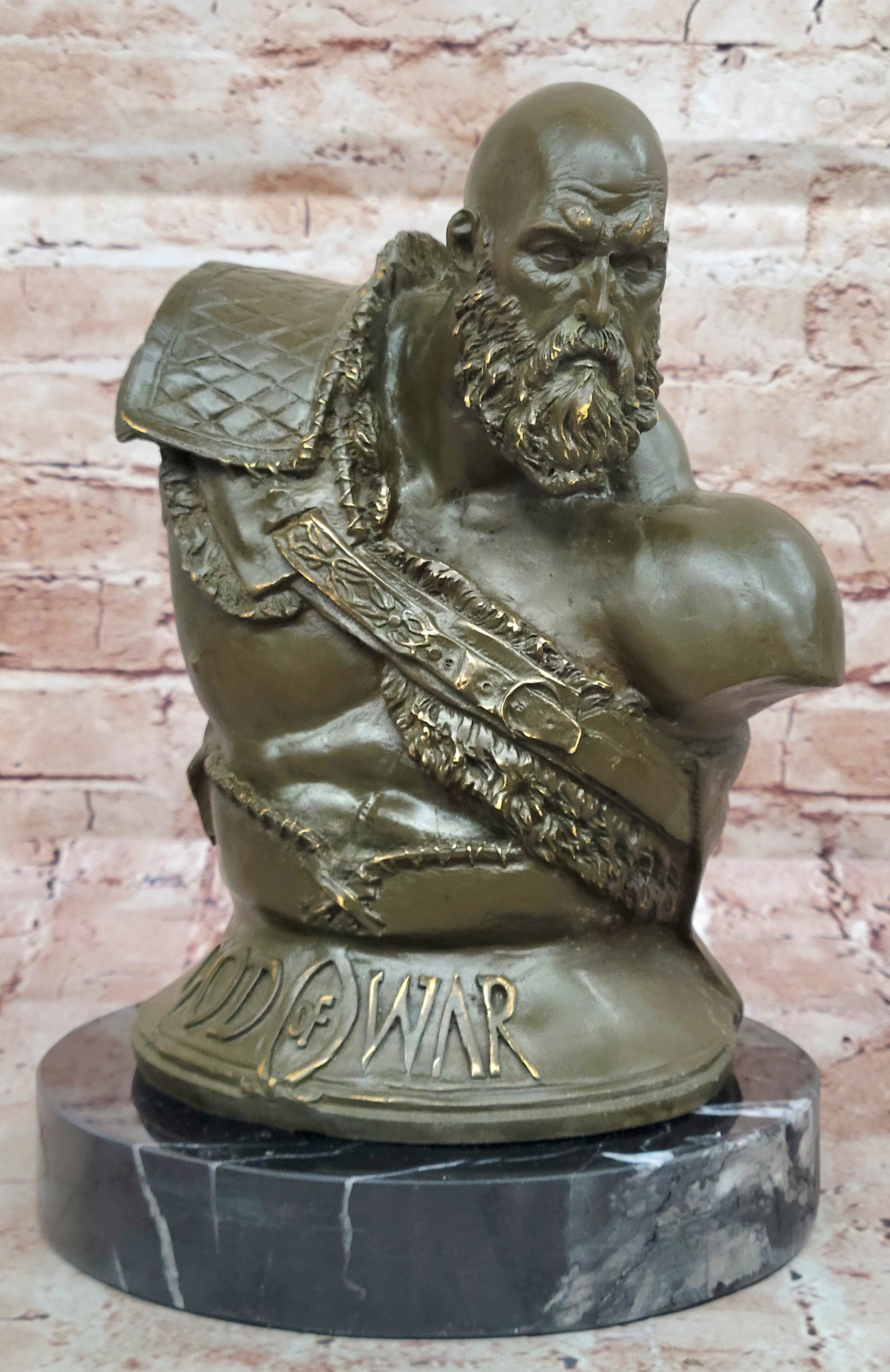Kratos Warrior Bust Bronze Statue Signed Original Figurine God of War Hot Cast Art