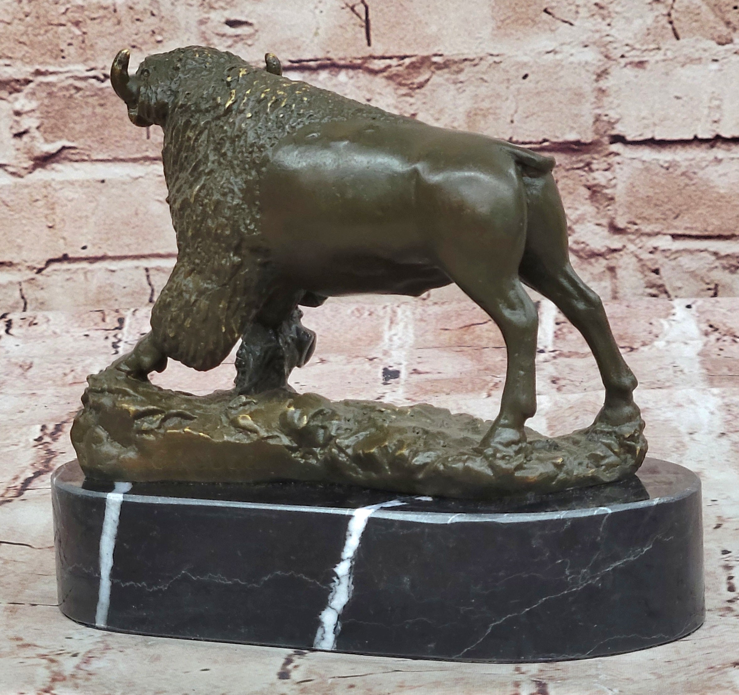 Western Bronze Sculpture Statue of Bison Buffalo by Carl Kauba Native American Art
