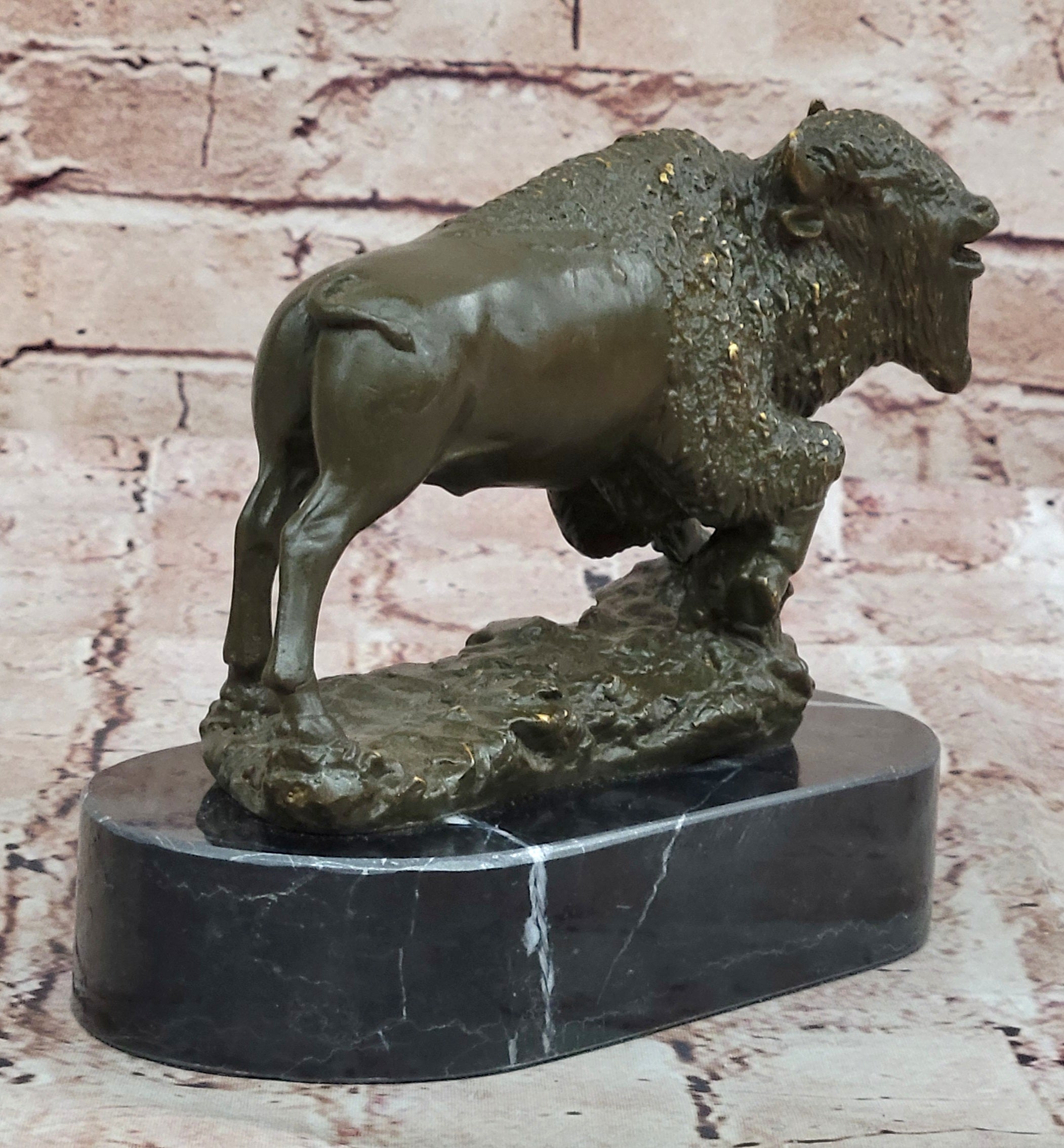 Western Bronze Sculpture Statue of Bison Buffalo by Carl Kauba Native American Art