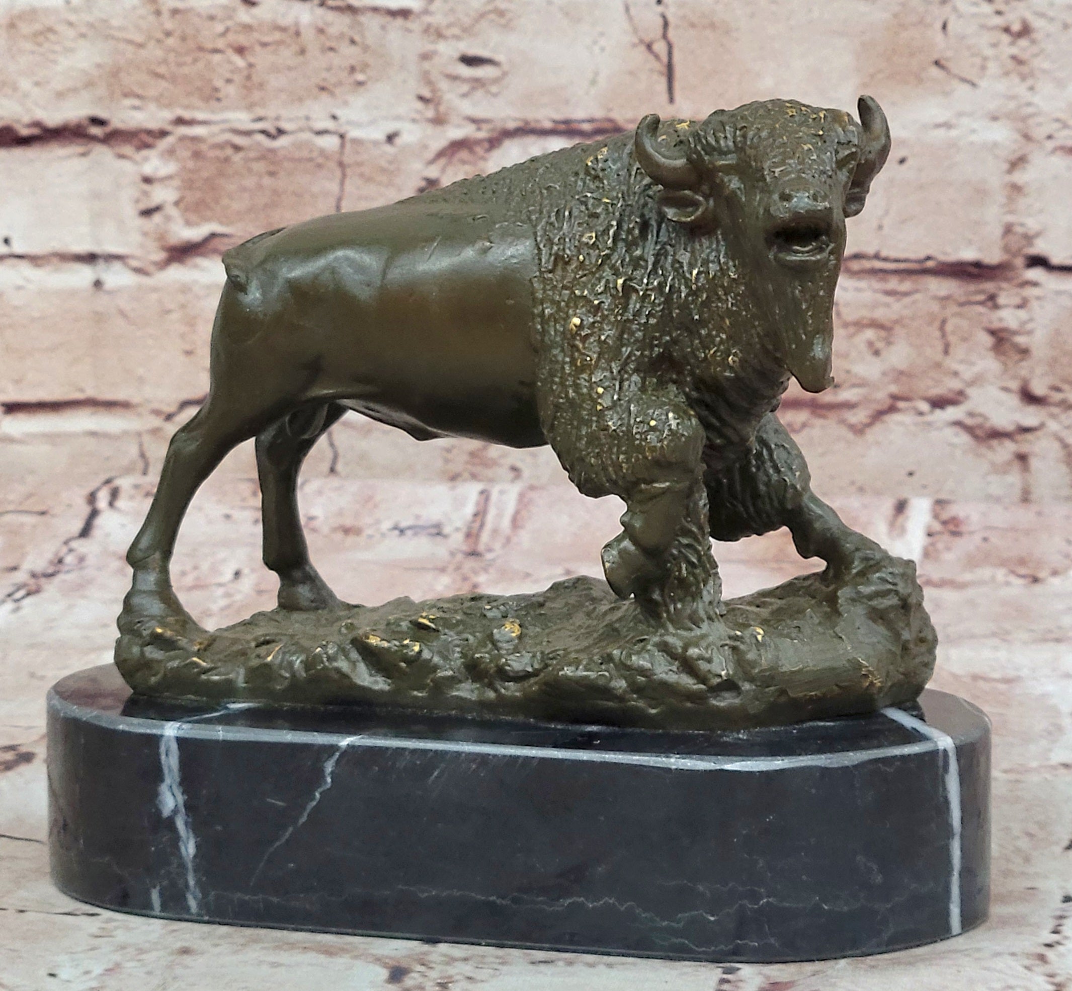Western Bronze Sculpture Statue of Bison Buffalo by Carl Kauba Native American Art
