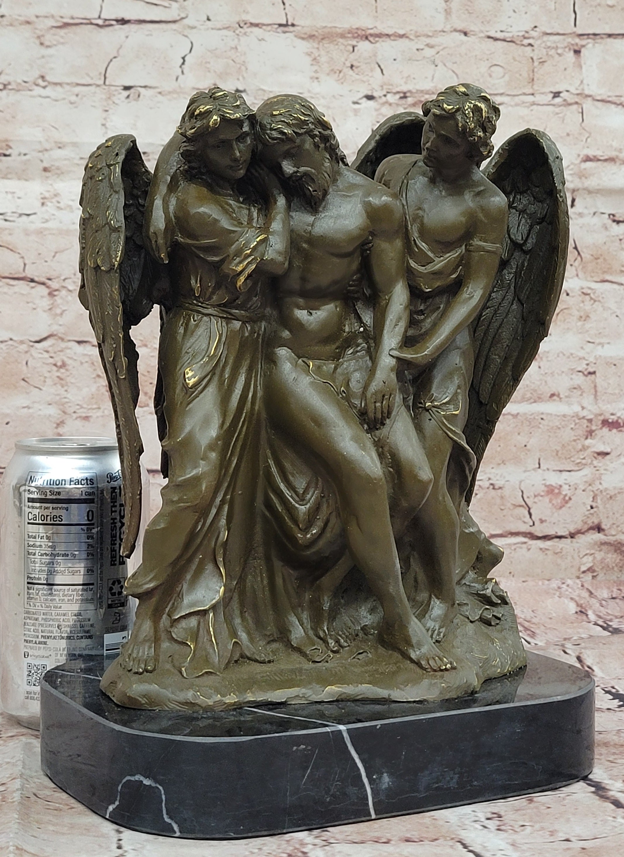 Religious Bronze Statue Jesus Christ Supported by Angels Signed Valli Limited Edition Art