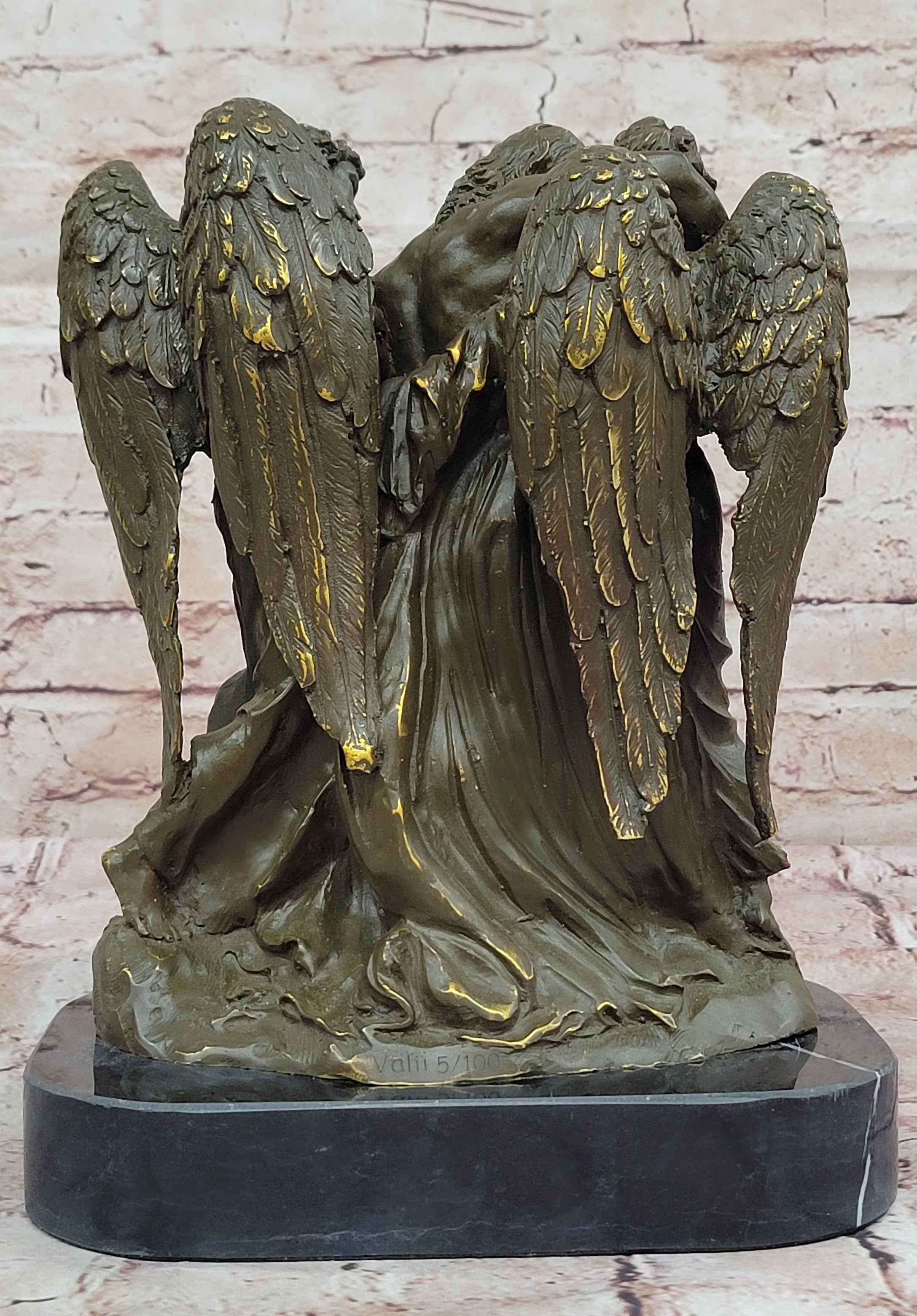 Religious Bronze Statue Jesus Christ Supported by Angels Signed Valli Limited Edition Art
