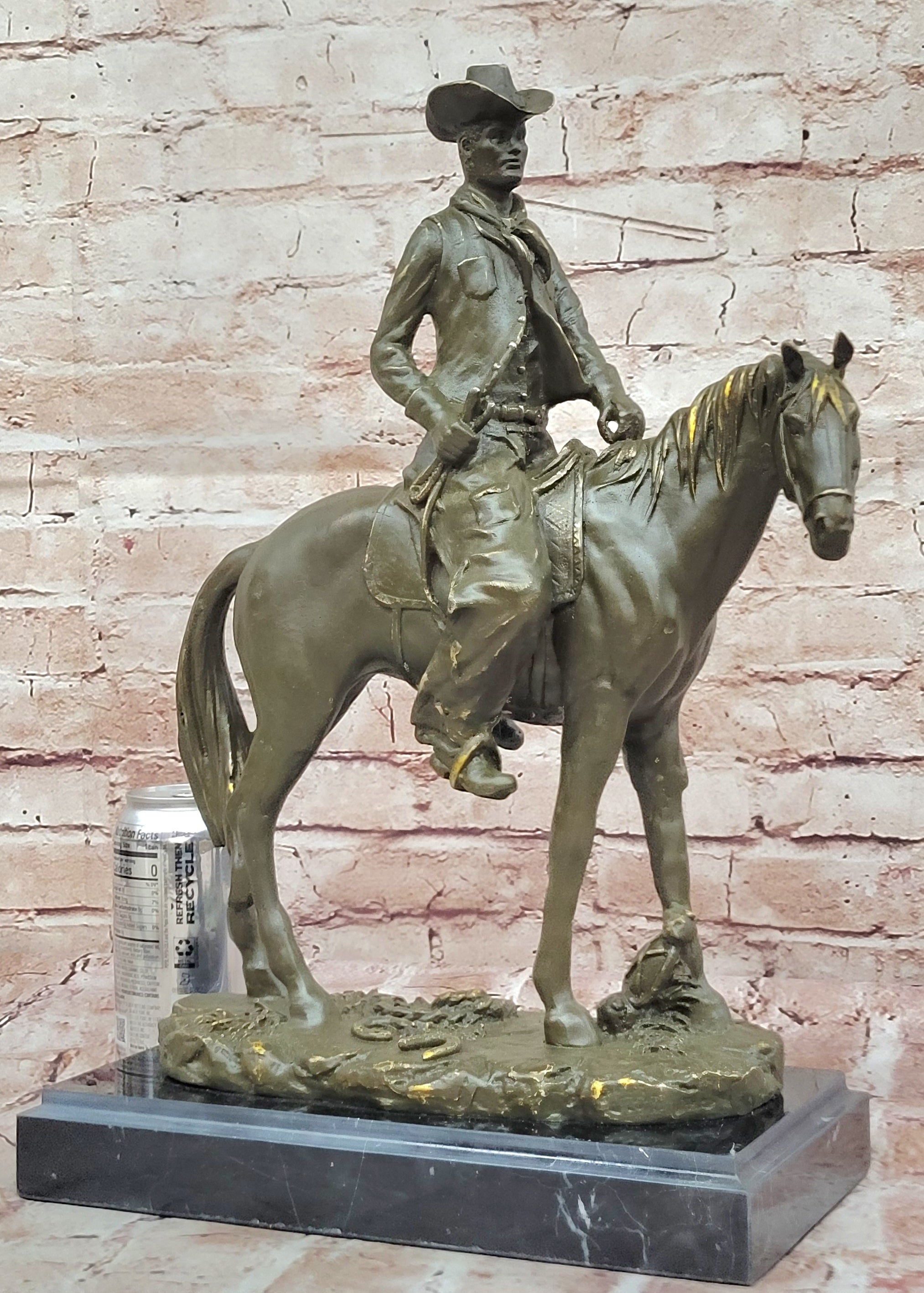 Frederic Remington Western Cowboy Horse Bronze Sculpture Classic Old West Artwork