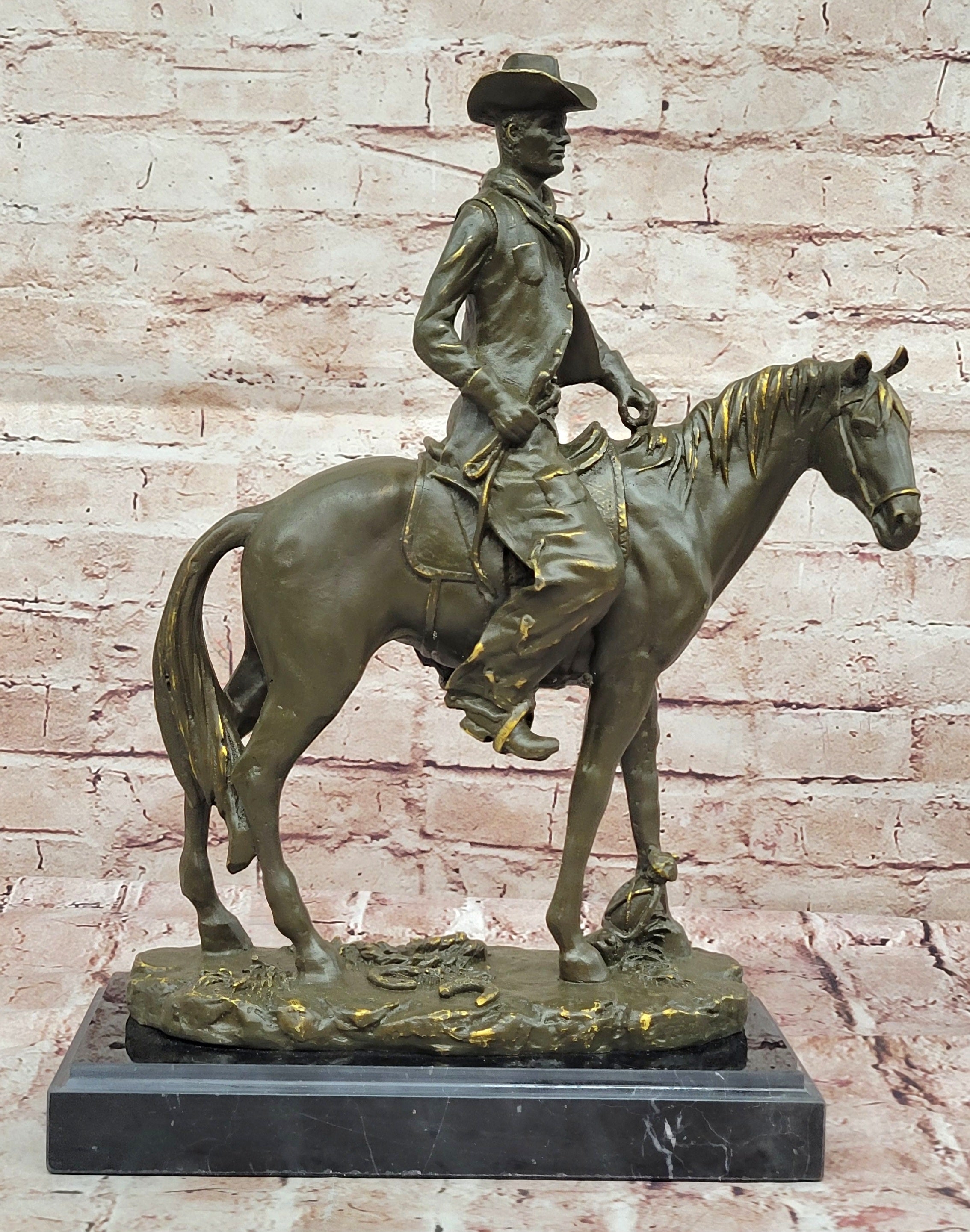Frederic Remington Western Cowboy Horse Bronze Sculpture Classic Old West Artwork