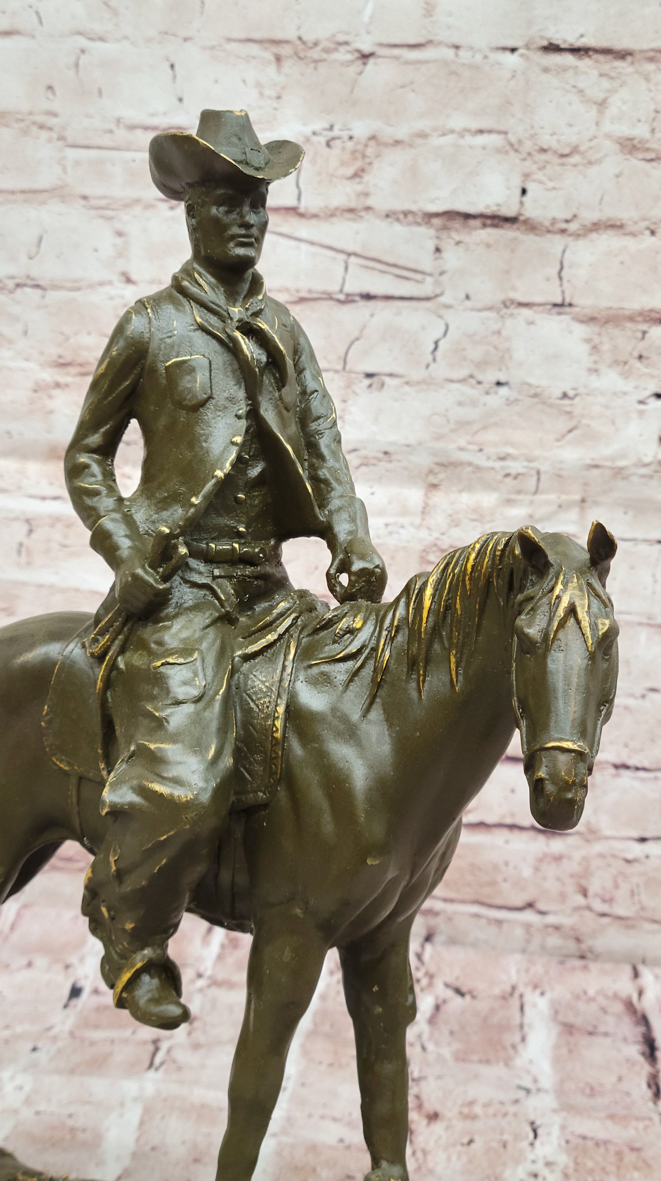 Frederic Remington Western Cowboy Horse Bronze Sculpture Classic Old West Artwork