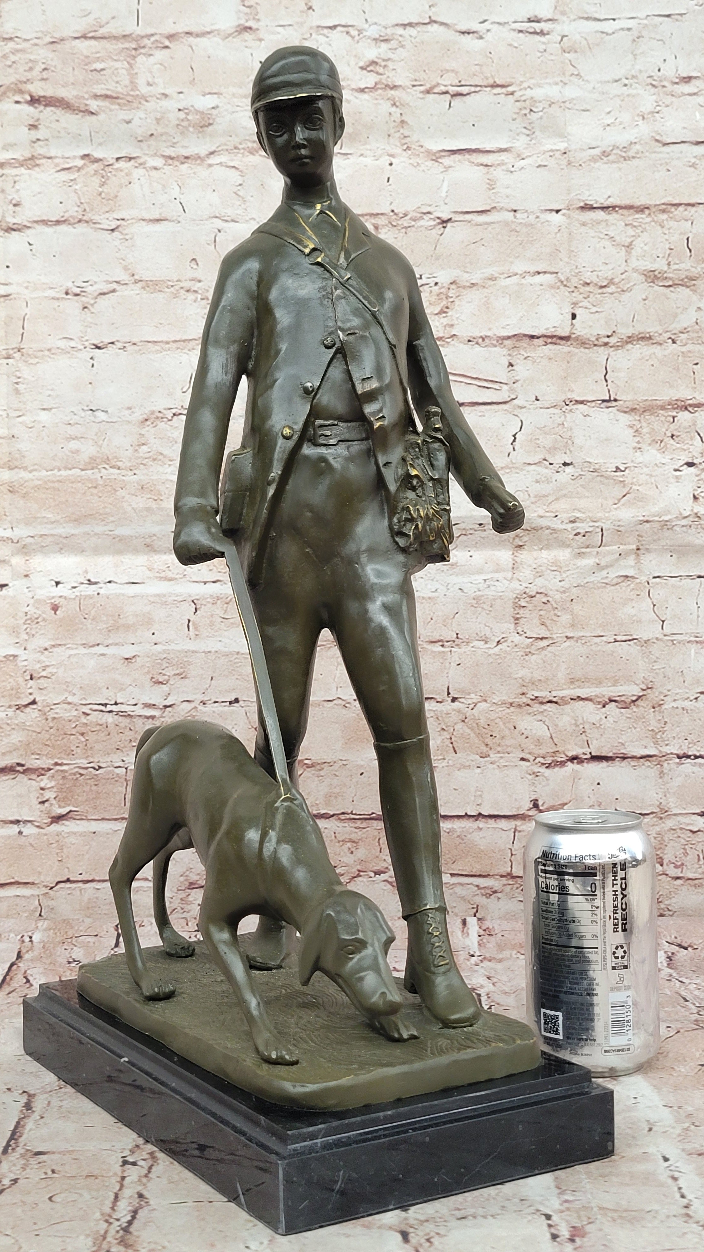 Aldo Vitaleh Bronze Hunter Sculpture with Dog Limited Trophy Figurine Hot Cast Artwork