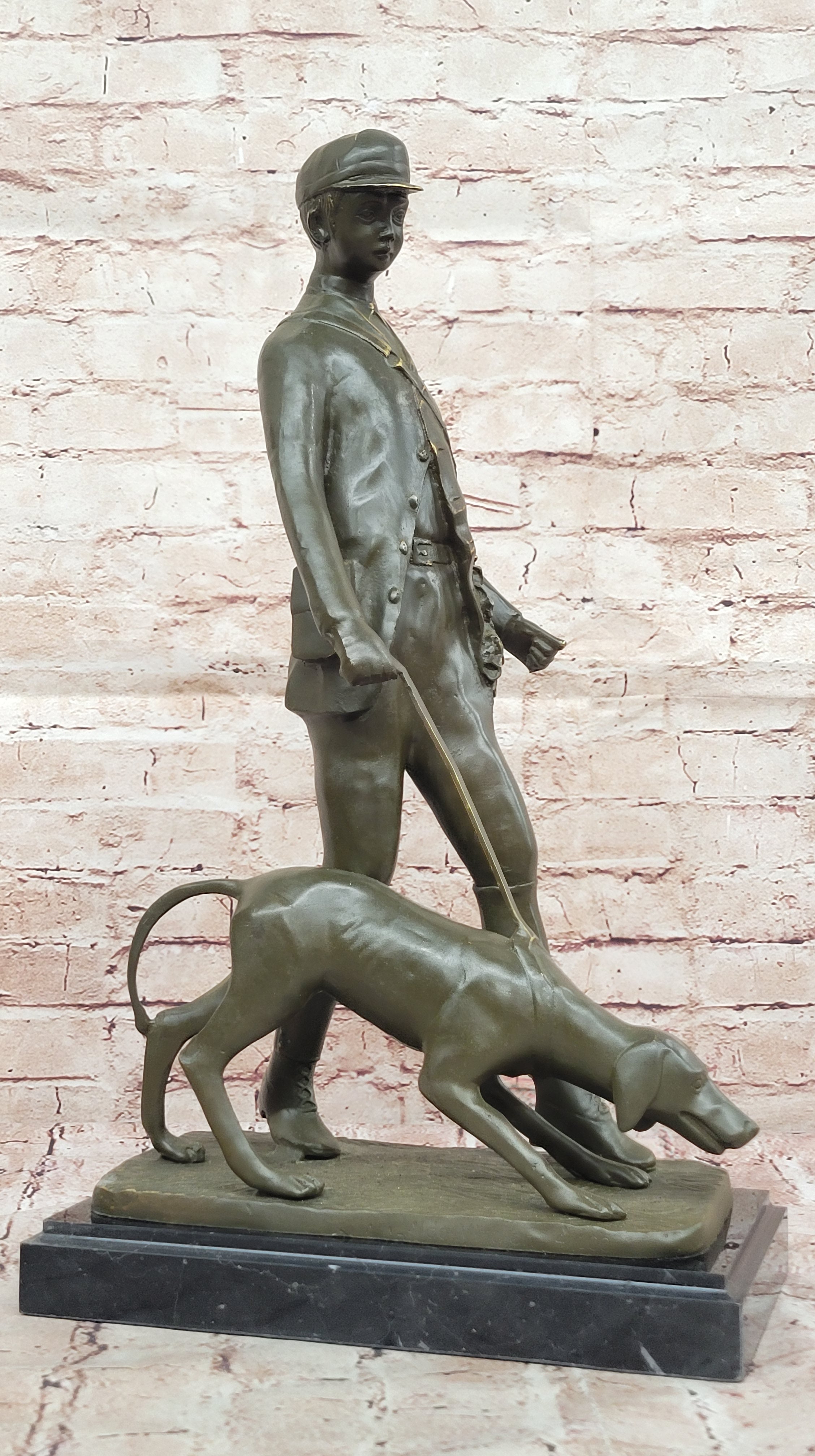Aldo Vitaleh Bronze Hunter Sculpture with Dog Limited Trophy Figurine Hot Cast Artwork