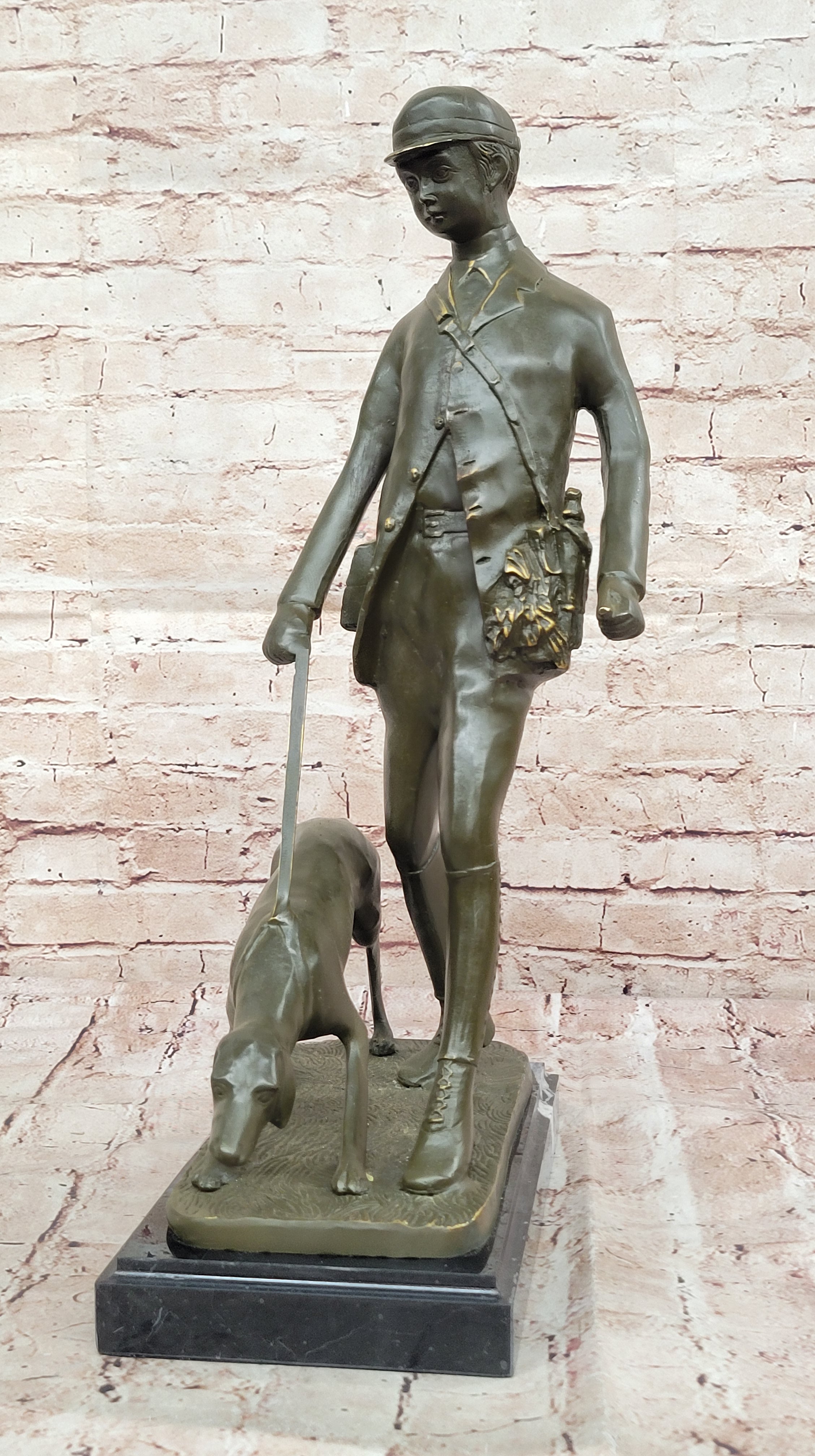 Aldo Vitaleh Bronze Hunter Sculpture with Dog Limited Trophy Figurine Hot Cast Artwork