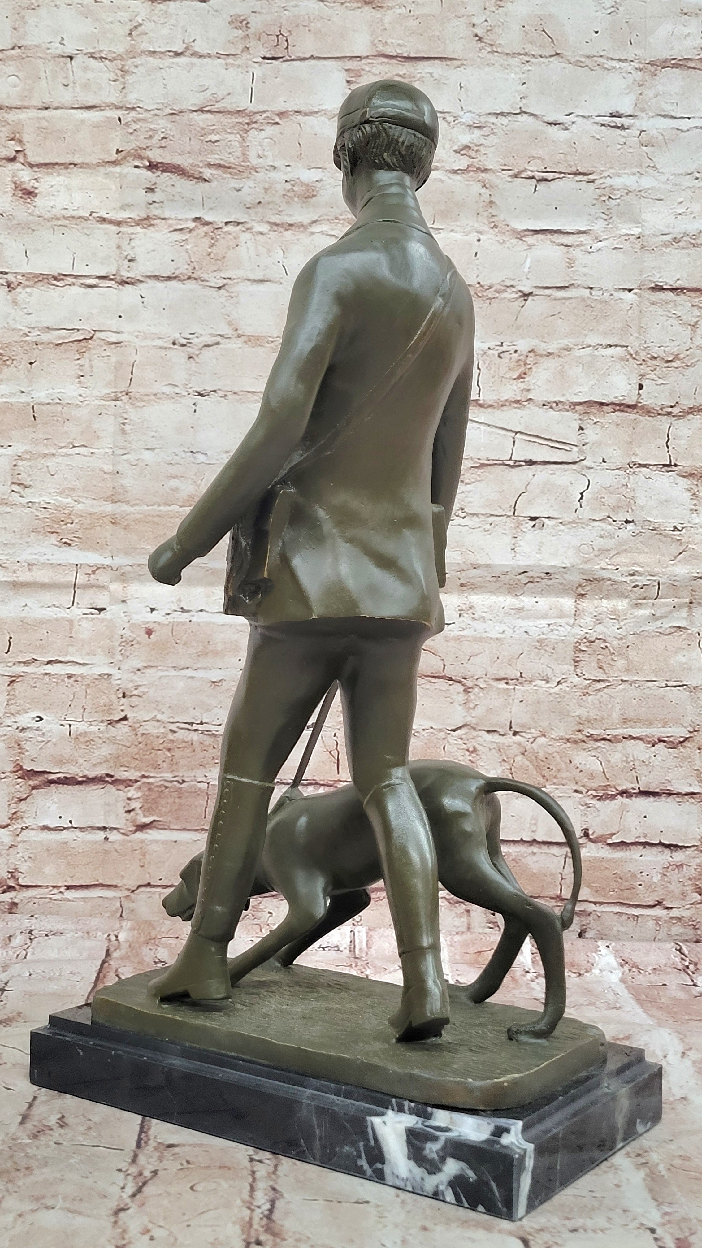 Aldo Vitaleh Bronze Hunter Sculpture with Dog Limited Trophy Figurine Hot Cast Artwork