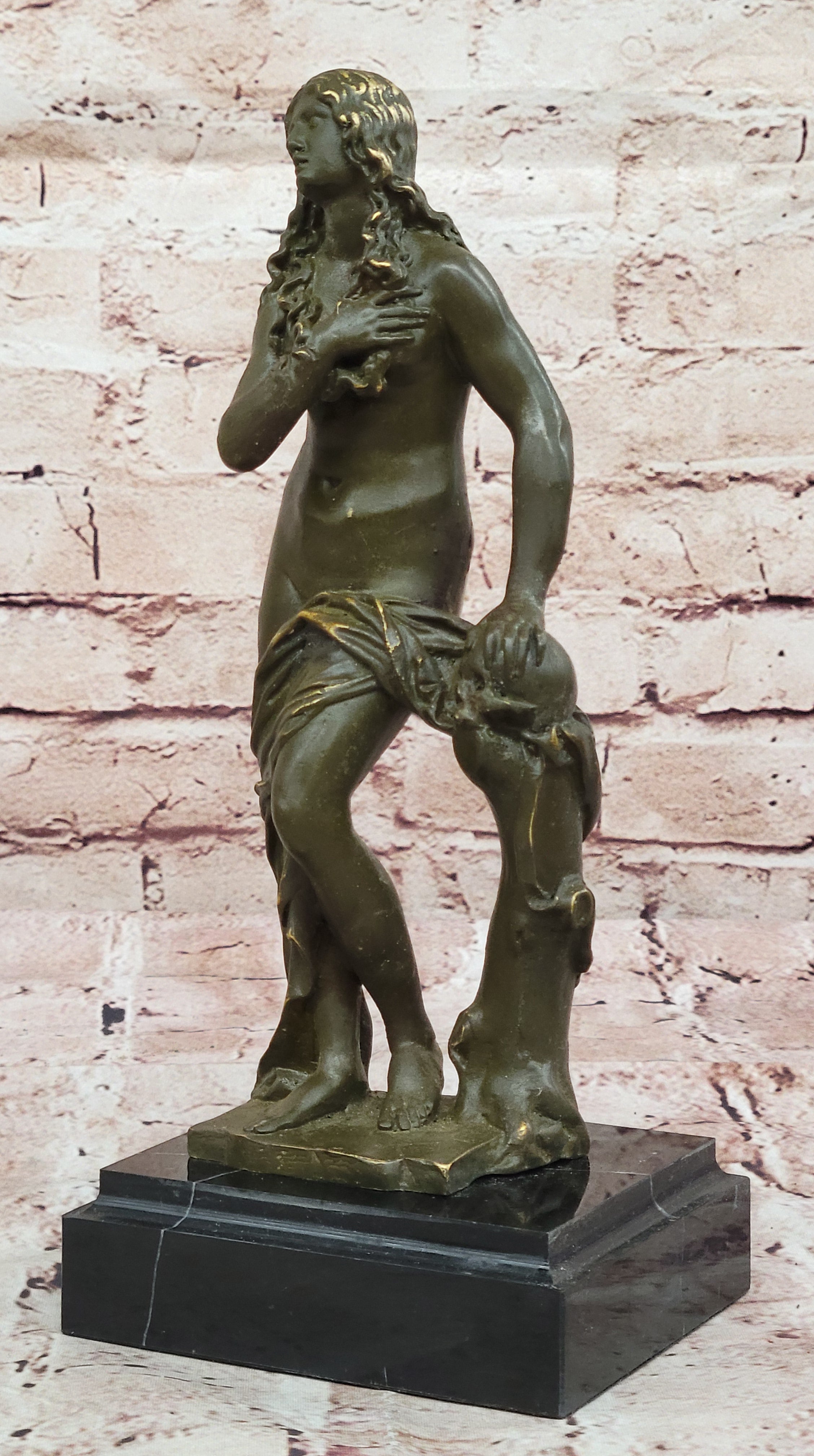 Hot Cast Bronze Maiden Sculpture Amalthea by Cesaro Hand Made Semi Nude Female Statue Art