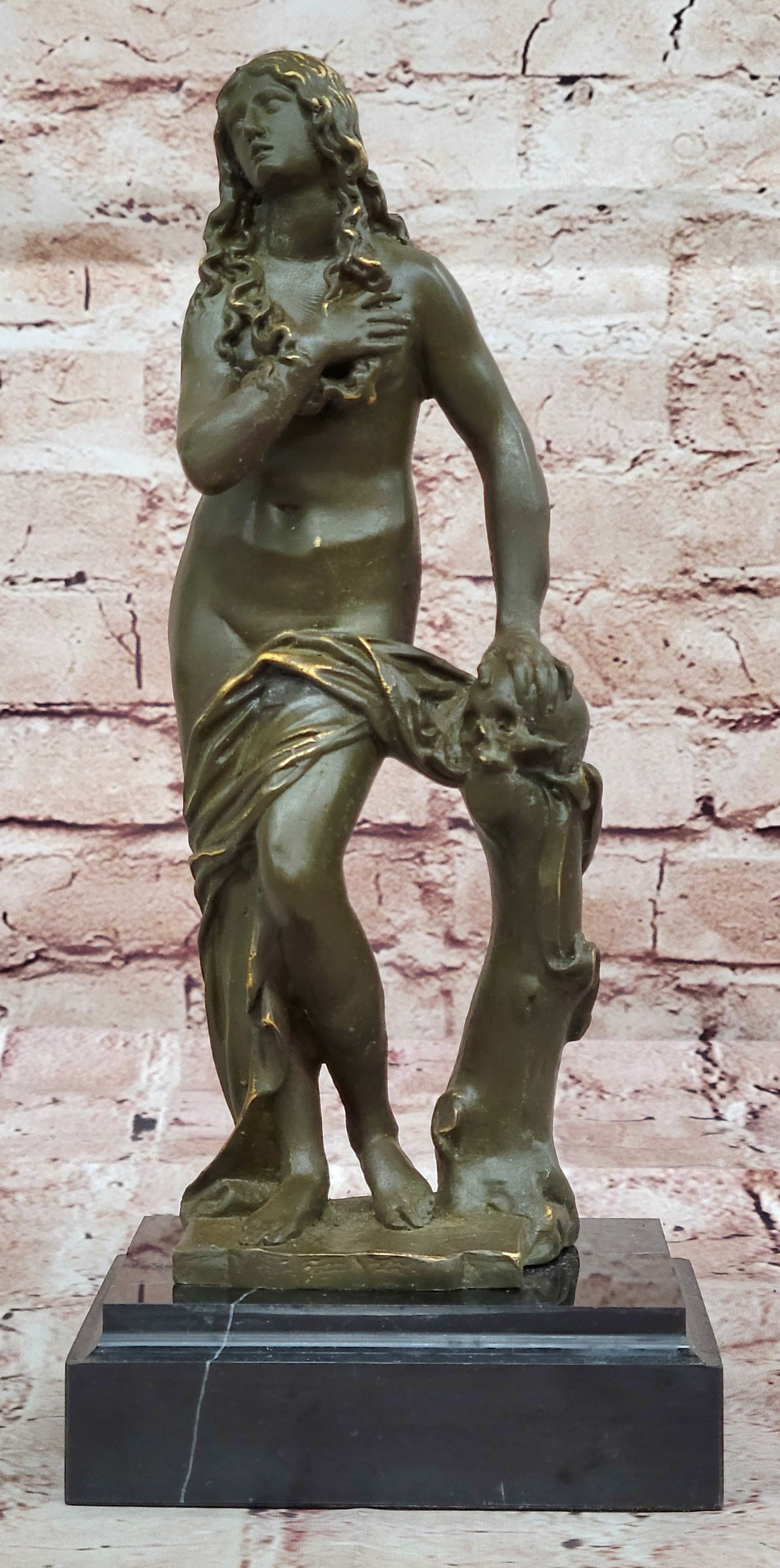 Hot Cast Bronze Maiden Sculpture Amalthea by Cesaro Hand Made Semi Nude Female Statue Art