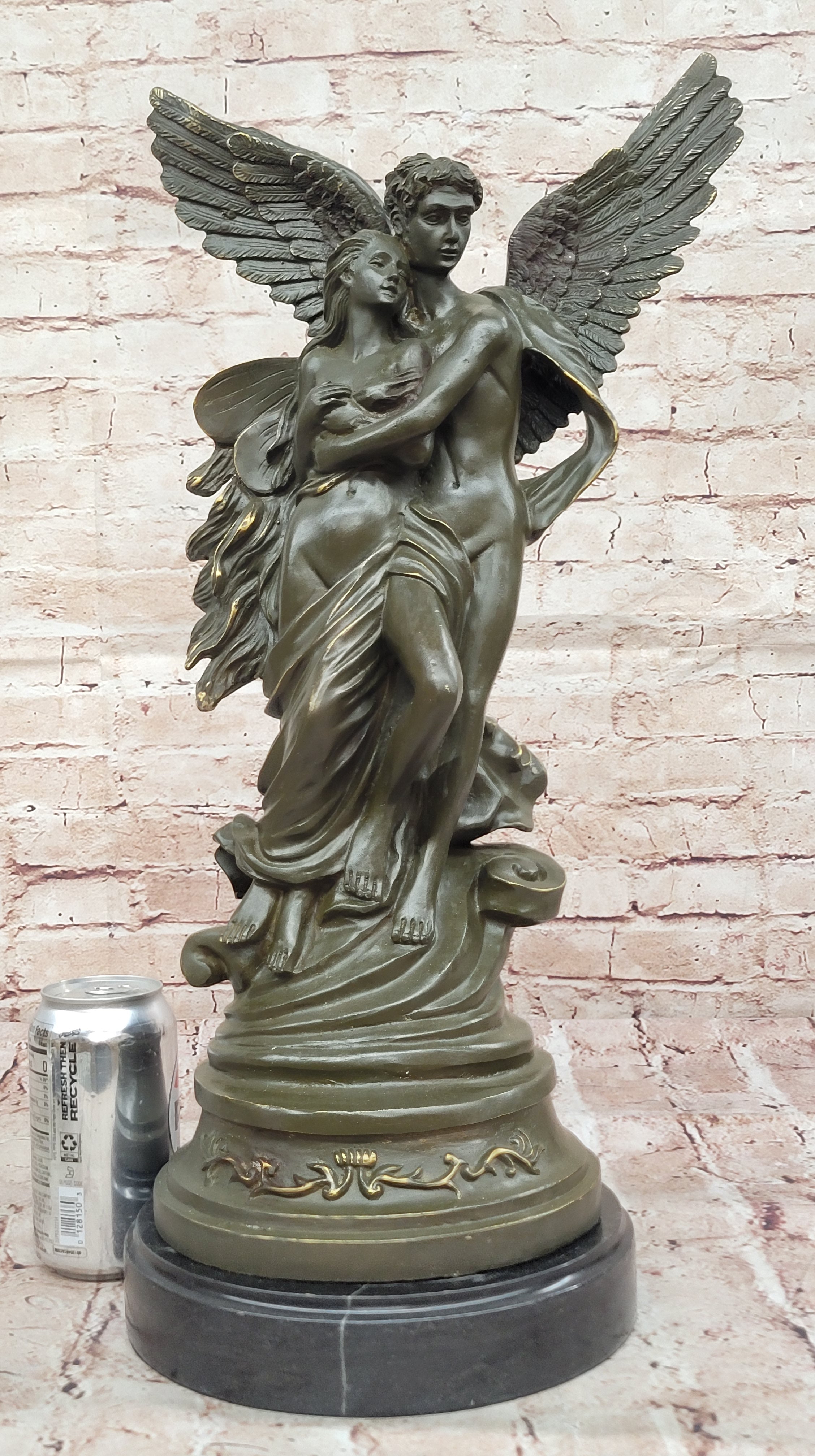 Hand Made Cupid & Psyche Statue – Signed Bronze Sculpture by Milo Collectible