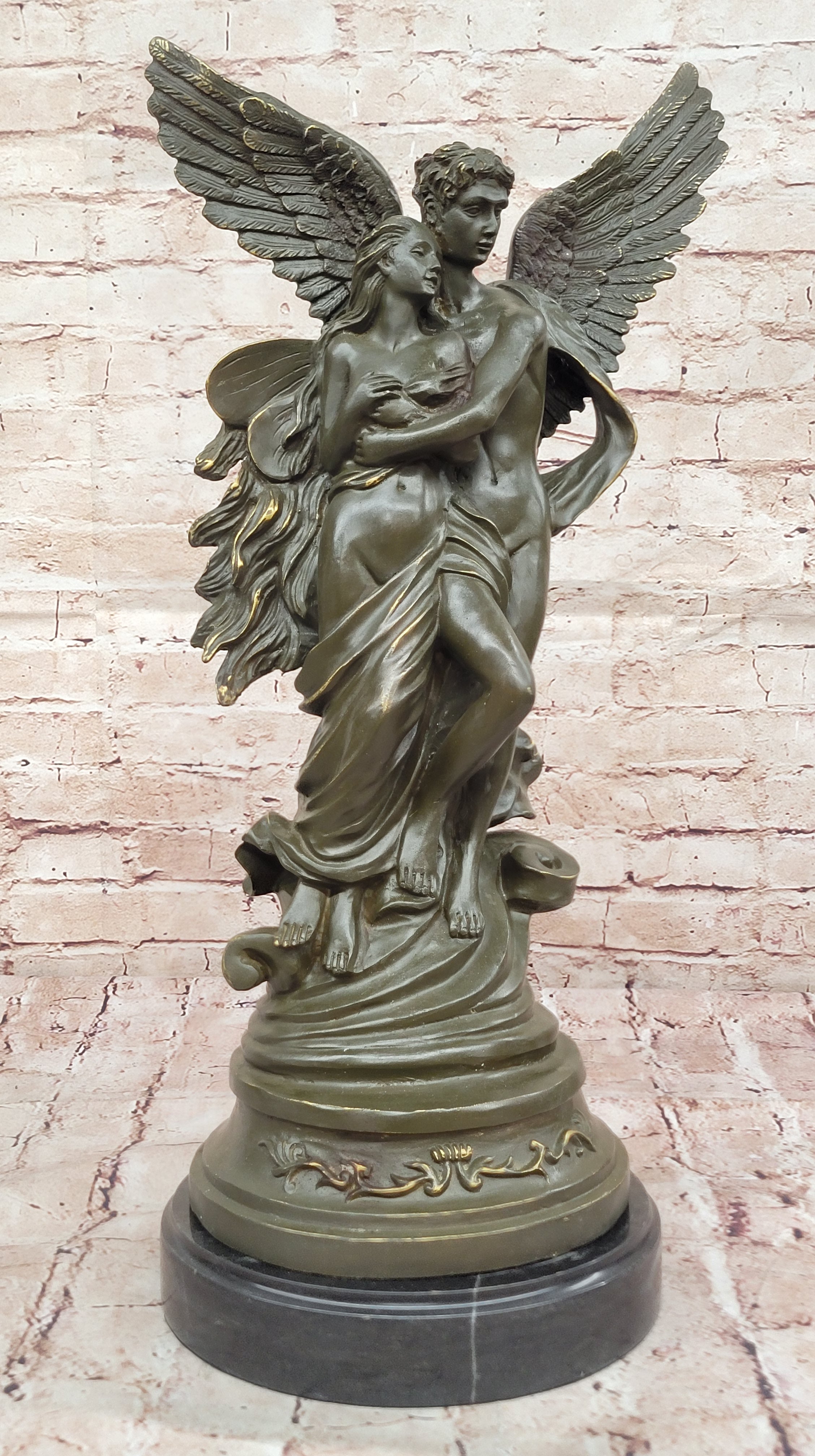 Hand Made Cupid & Psyche Statue – Signed Bronze Sculpture by Milo Collectible