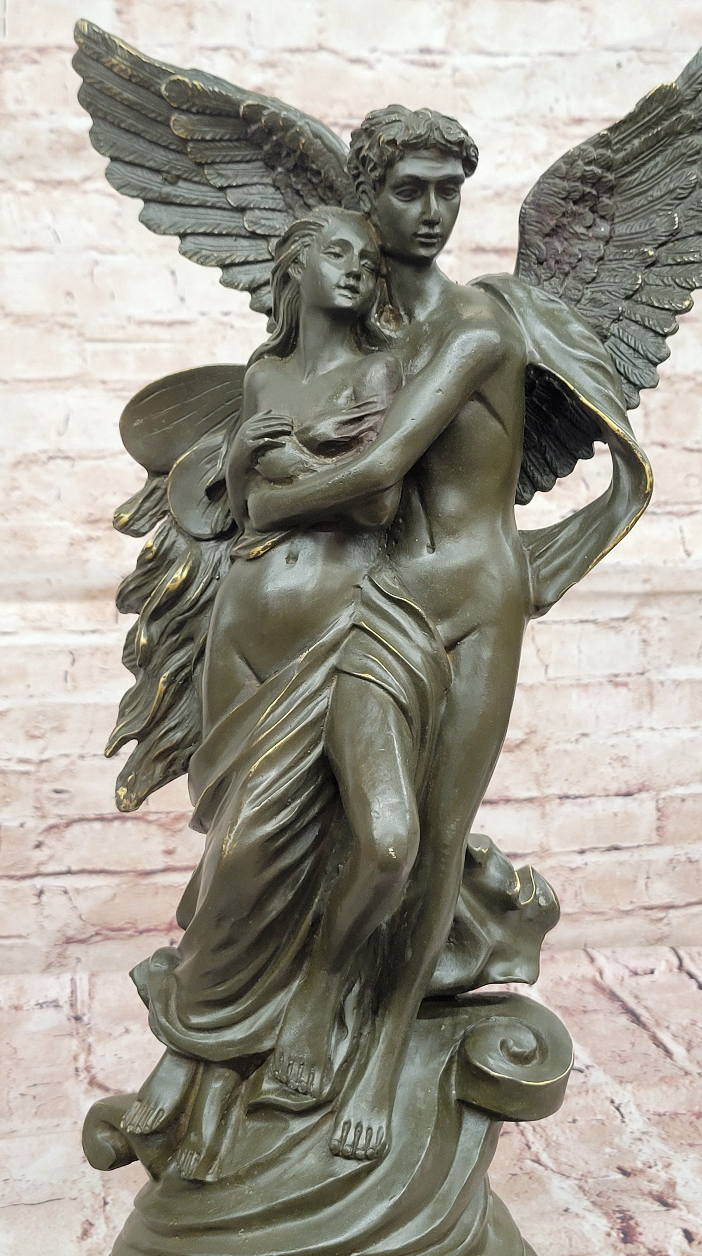 Hand Made Cupid & Psyche Statue – Signed Bronze Sculpture by Milo Collectible