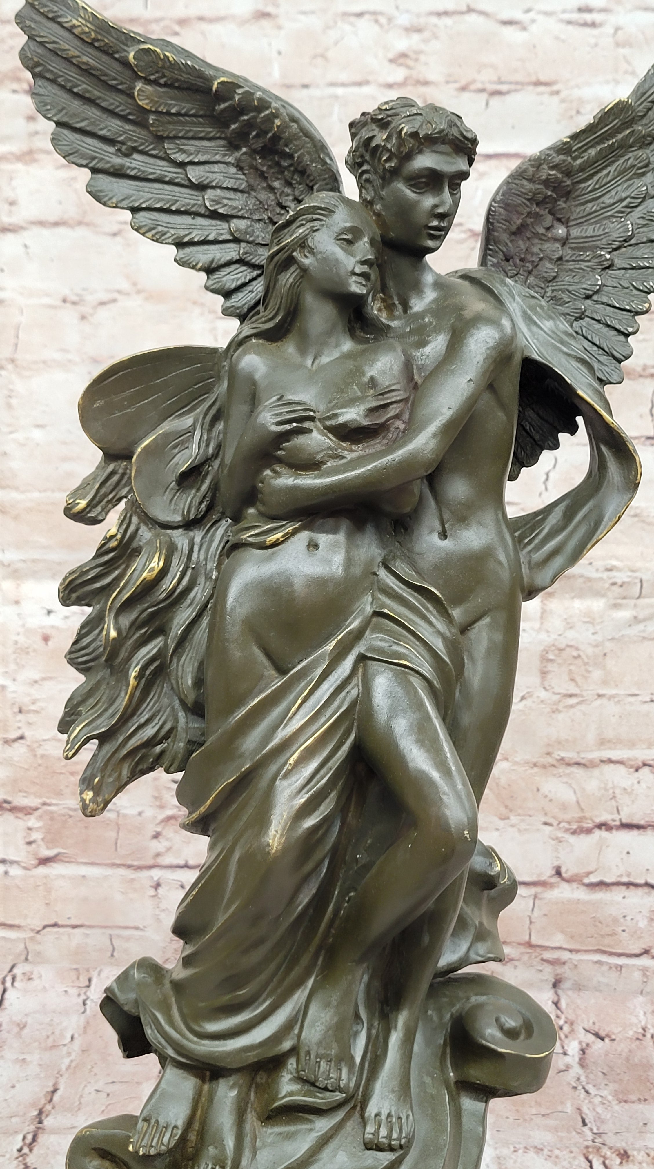 Hand Made Cupid & Psyche Statue – Signed Bronze Sculpture by Milo Collectible