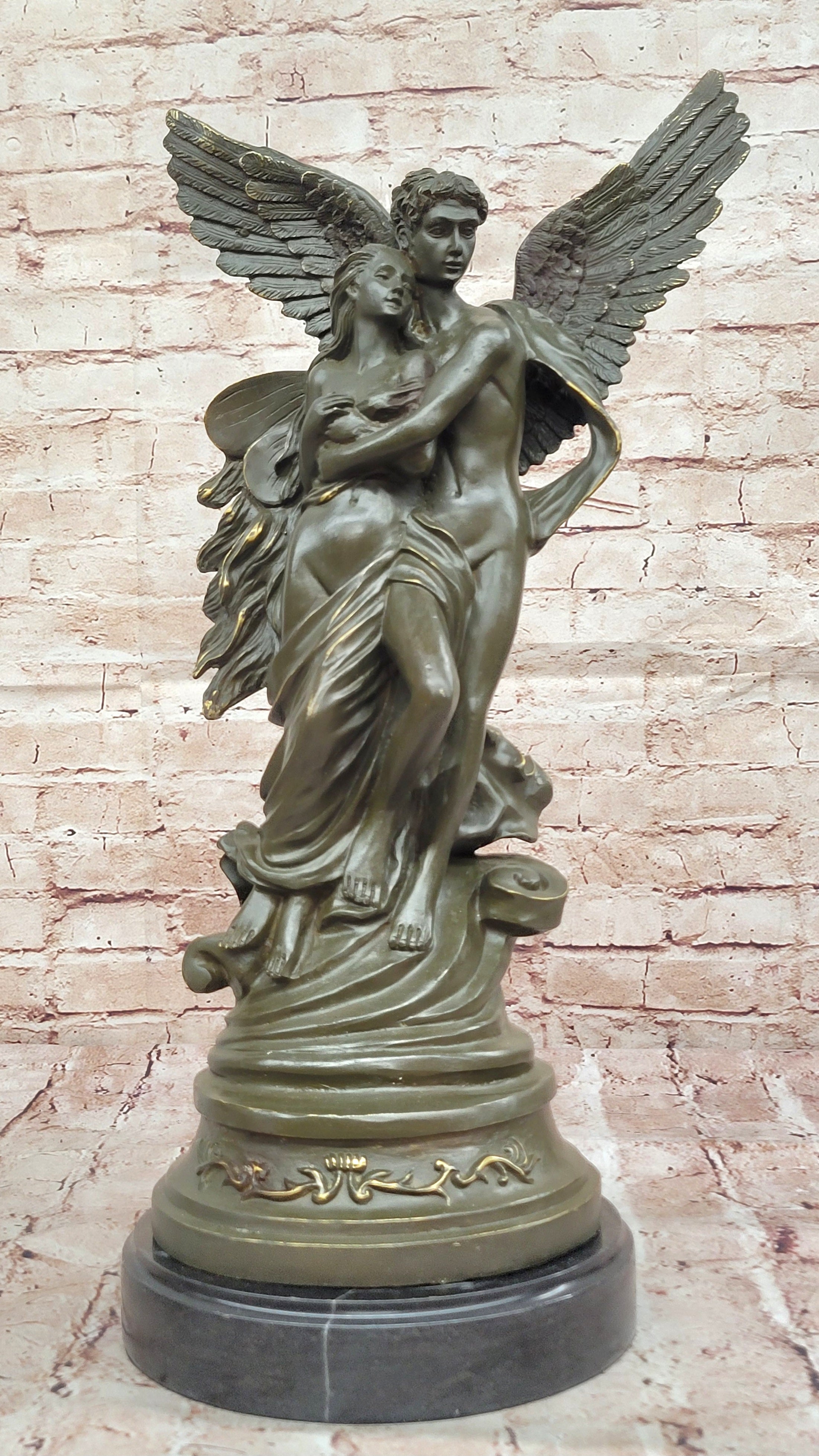 Hand Made Cupid & Psyche Statue – Signed Bronze Sculpture by Milo Collectible