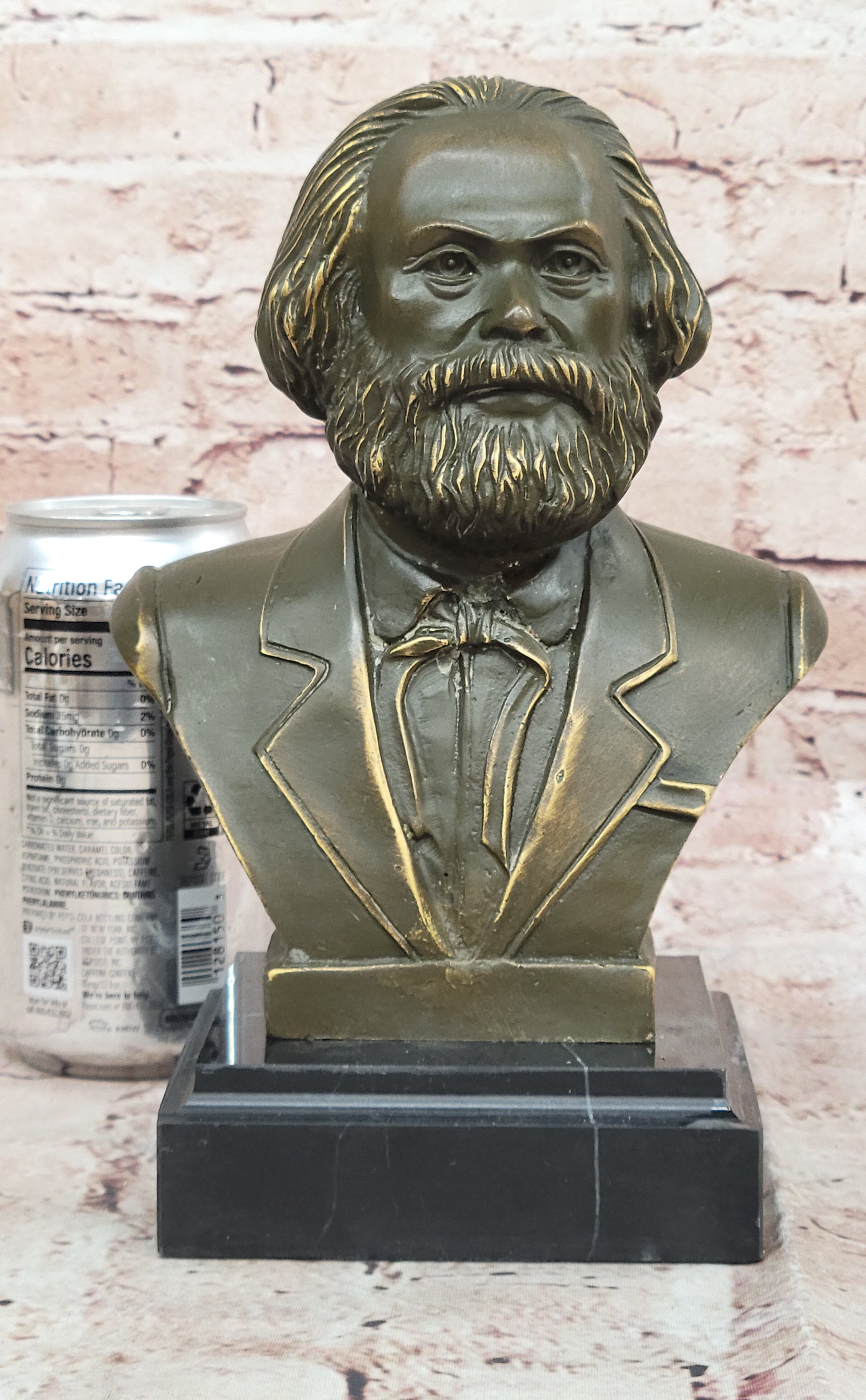 Historical Bronze Sculpture of Karl Marx Bust Signed Fisher Home Study Decor Figurine
