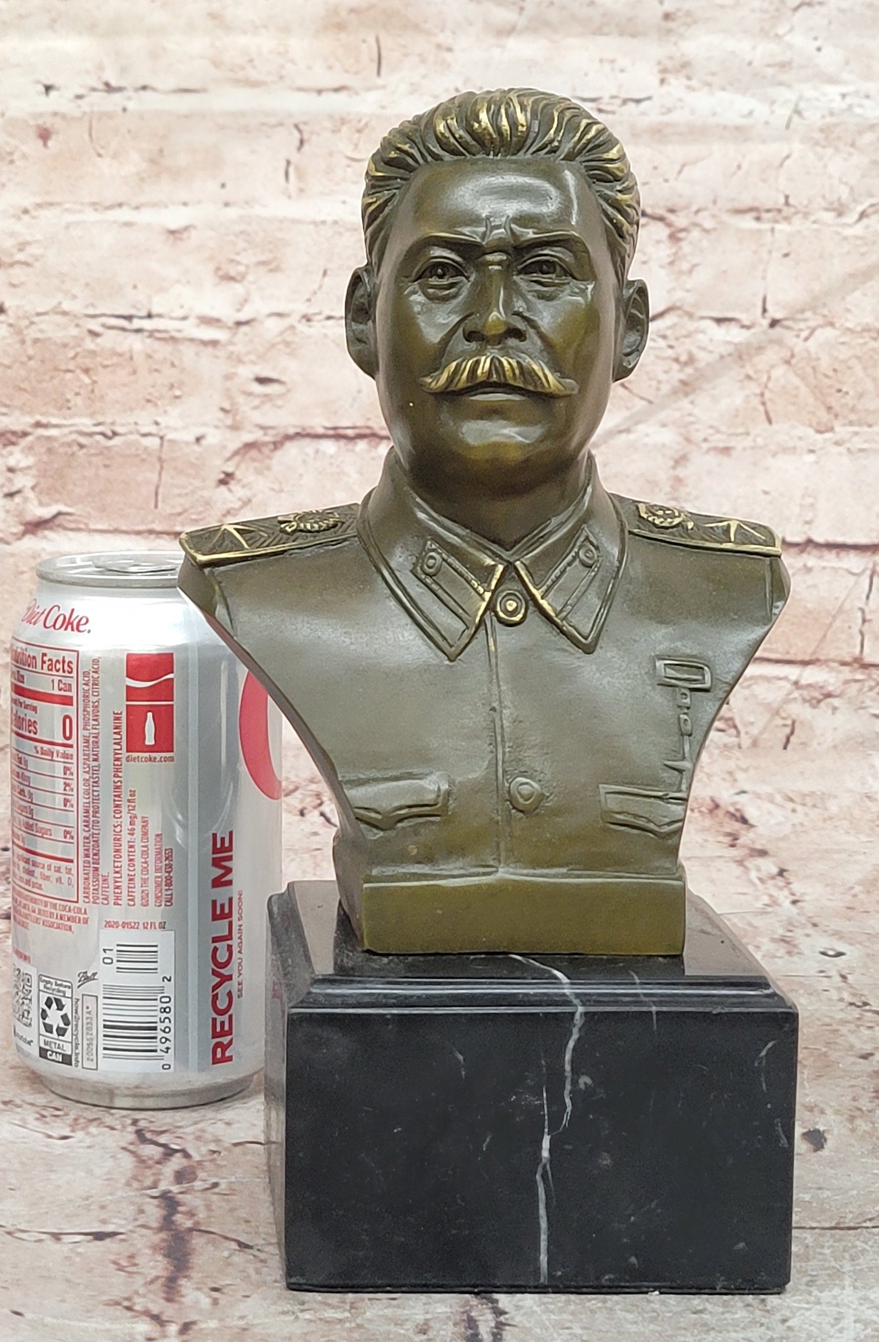 Fisher Bronze Soviet Leader Stalin Bust Figurine Historical Artwork Statue